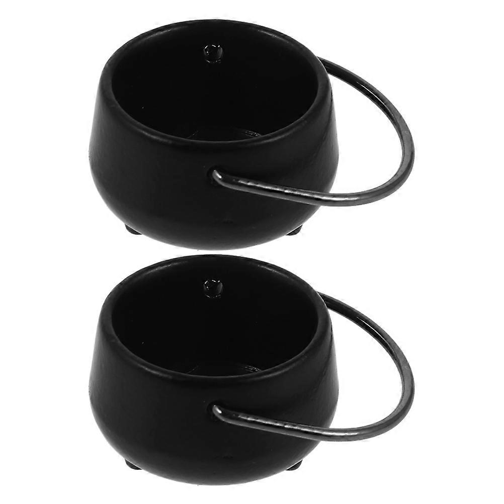 Mini Dollhouse Accessories Black Cauldron for Halloween 6Pcs Set