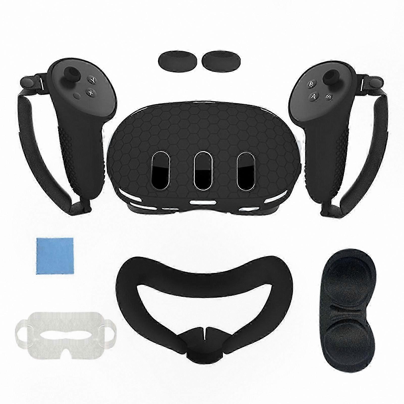 VR Accessory Bundle for Quest 3: Includes Headset Cover, Controller Grips, Lens Guard, Face Cushion, and Joystick Covers