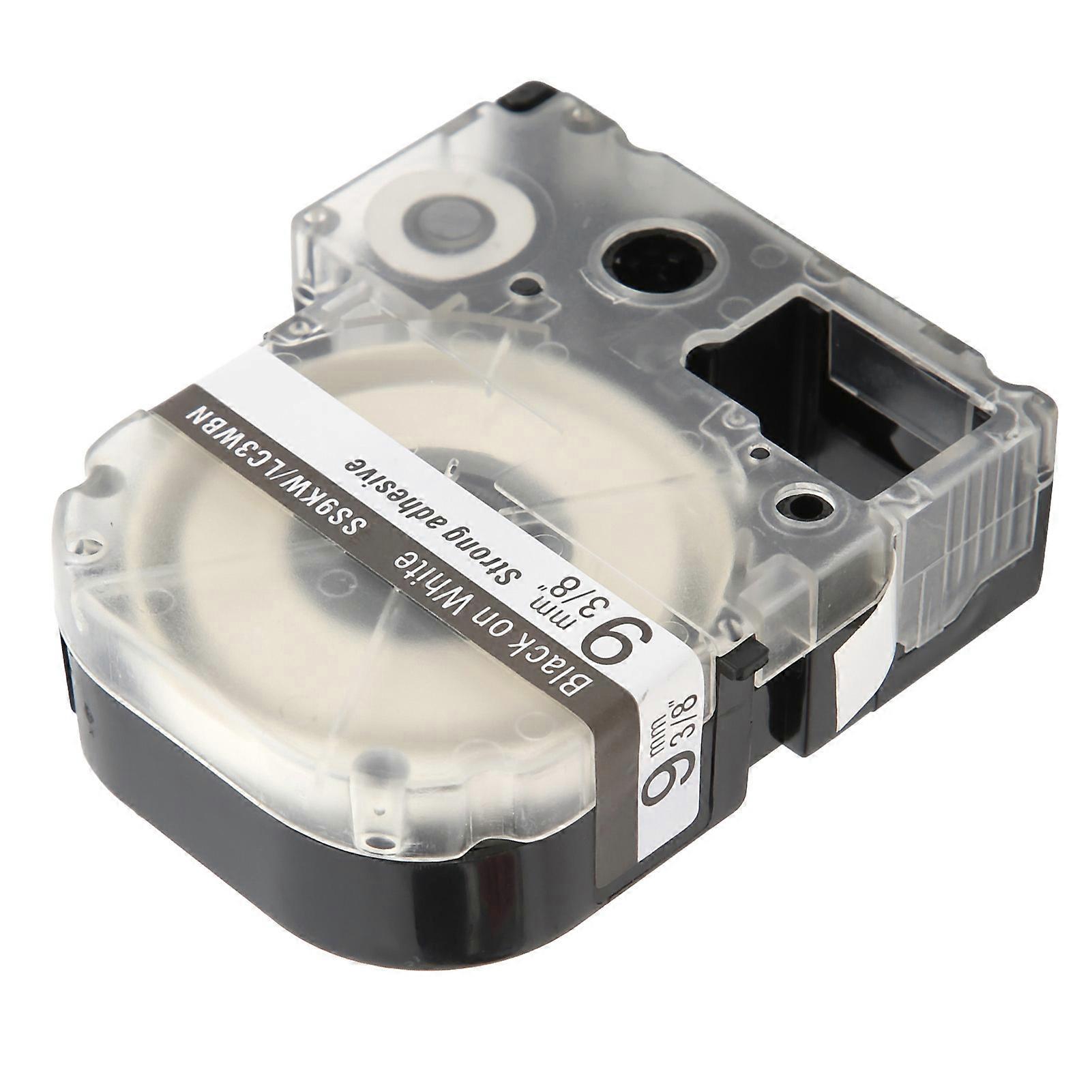 9mm Black on White Label Tape 8m for LW, SR230C Printer