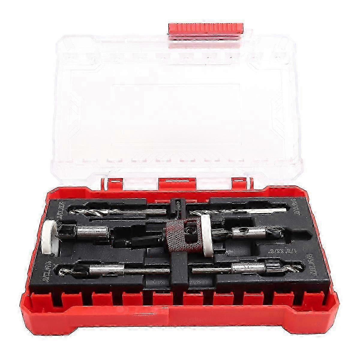 5 قطع مجموعة مثقاب Countersink مع توقف عمق الاحتكاك المنخفض ، بت مدبب HSS 1/8 بوصة ، 9/64 بوصة ، 5/32