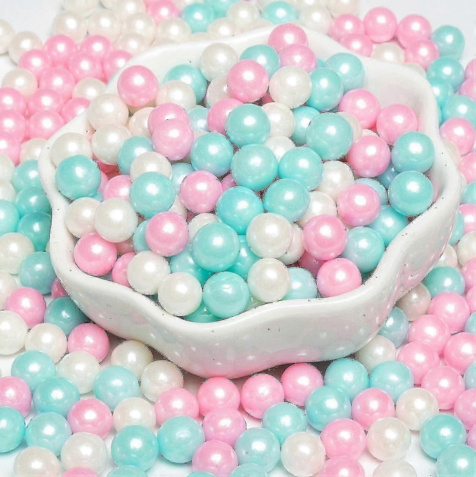 حبات سكر اللؤلؤ الذهبية الصالحة للأكل لتزيين الكيك ، 50 جرام رشاشات أقراص سكرية ملونة ، طين حلوى خبز الزفاف ، أحجام متنوعة 2-14 مم