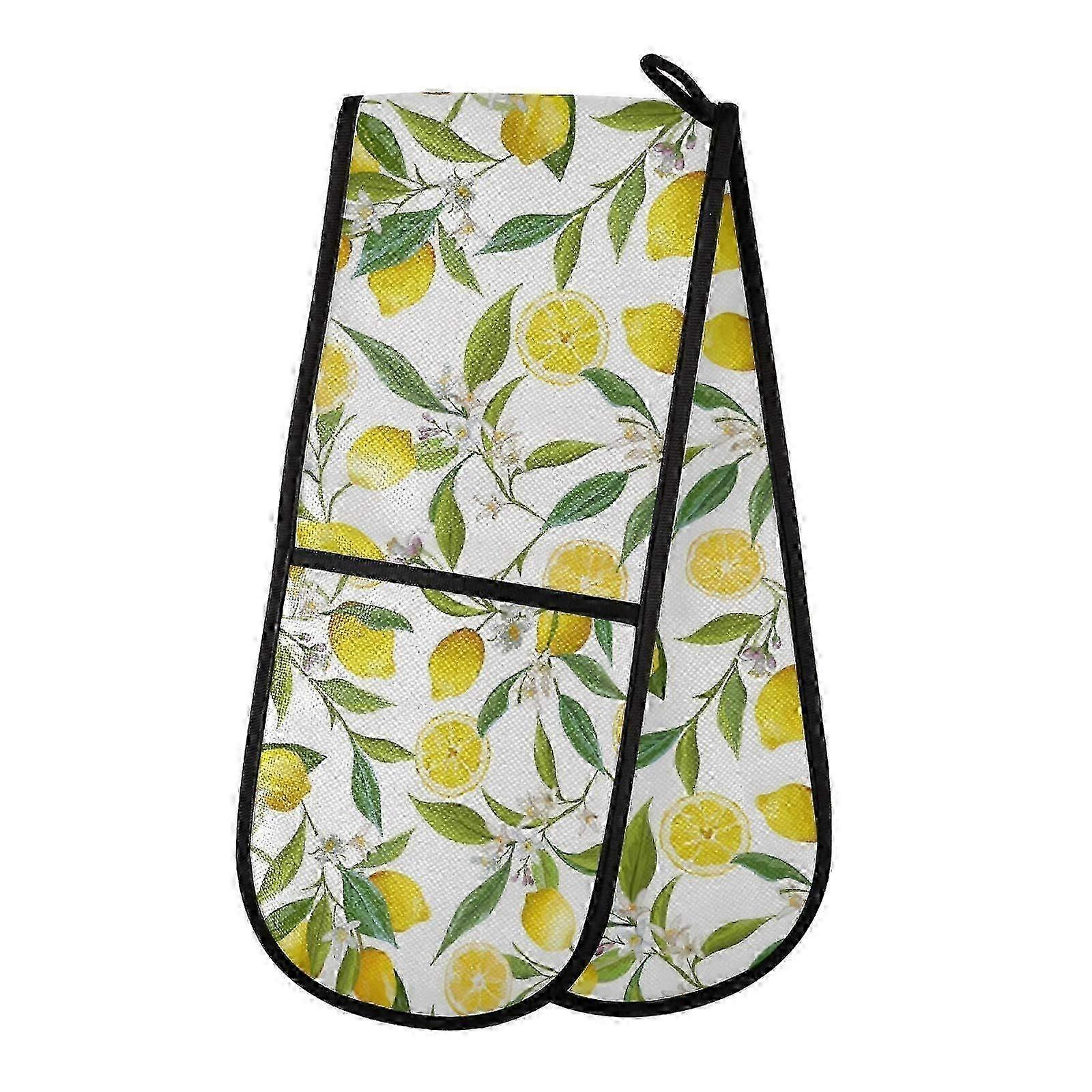 Heat-Resistant Oven Gloves by Lemon Long-Handled Ideal for Baking