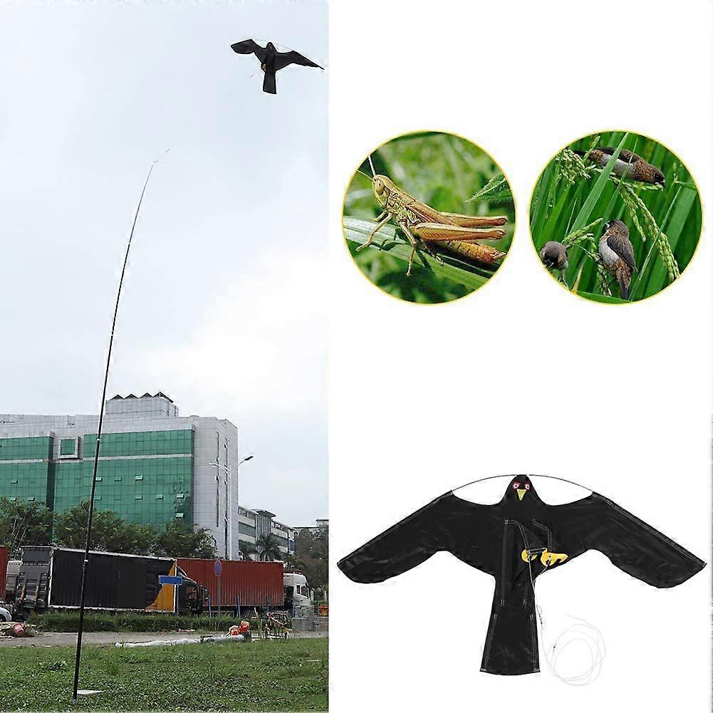 Extendable 5m Pole Flying Hawk Kite Bird Repeller Scarer with Reflective Eyes