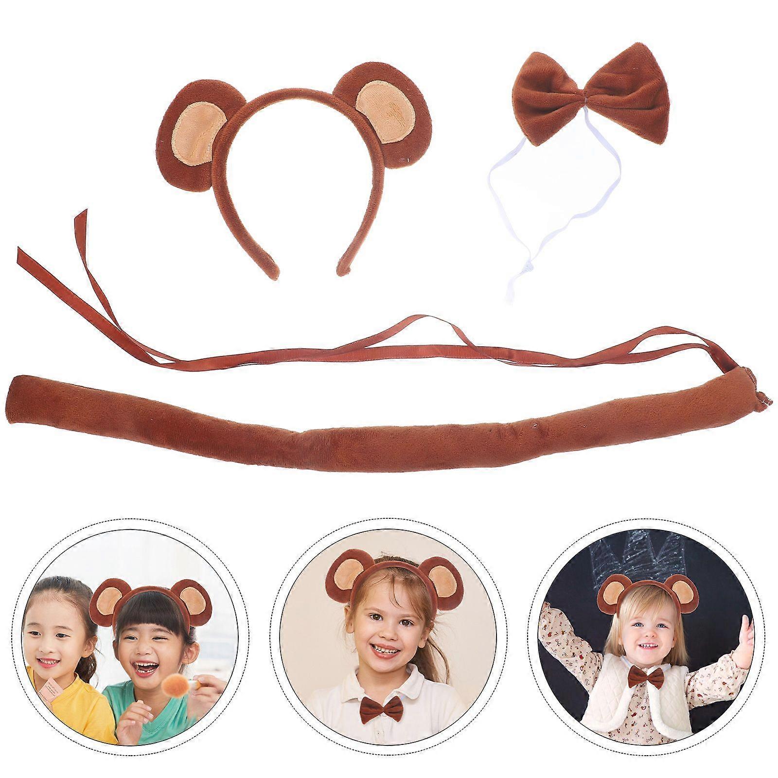 1 Set Monkey Role-playing Props Monkey Headband Bow Tie Tail Monkey Cosplay Supply
