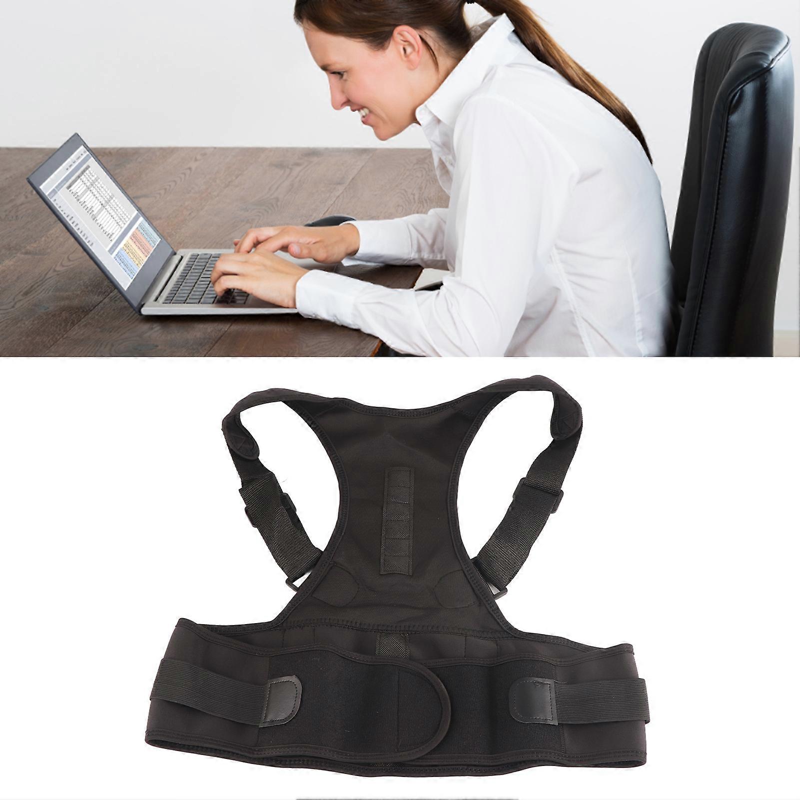 Posture Corrector XL Back Support Belt Black Lightweight Nylon