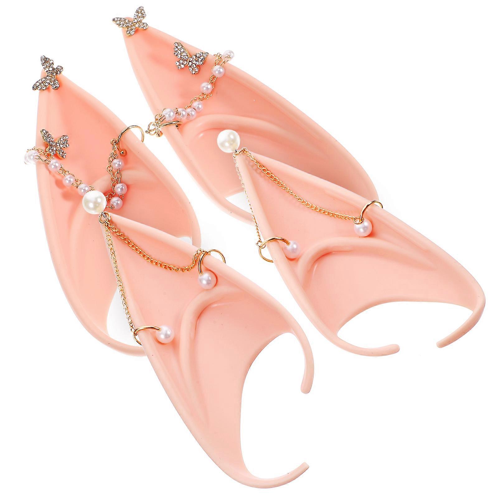 Fairy Ears Elf Ears Props for Masquerade 4Pcs Unique Pearl Decoration