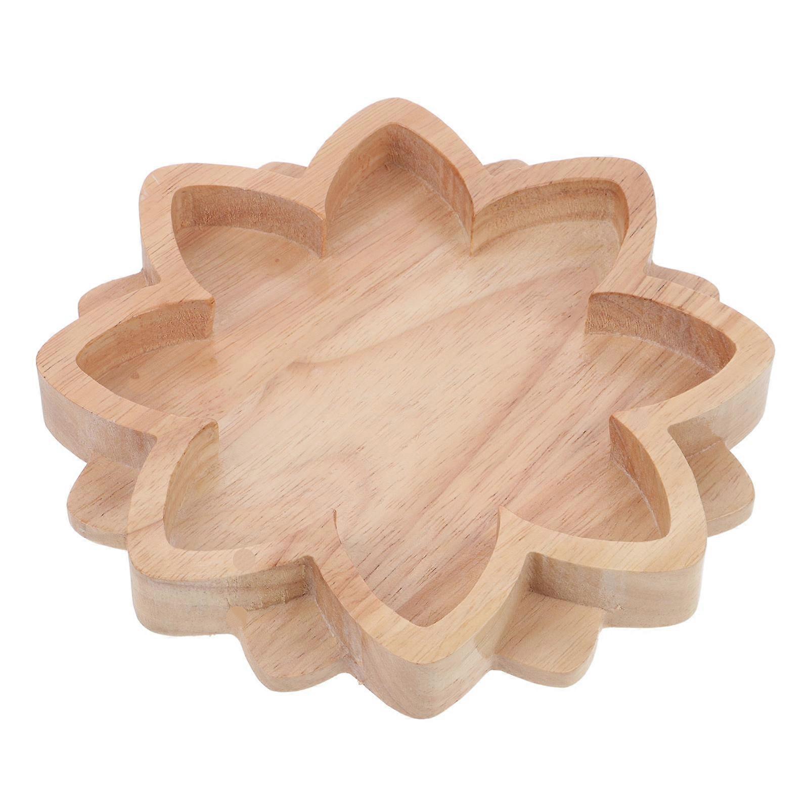 Lotus Shape Wood Tray Multi-Use Decorative Tray for Trinket Storage 3Pcs