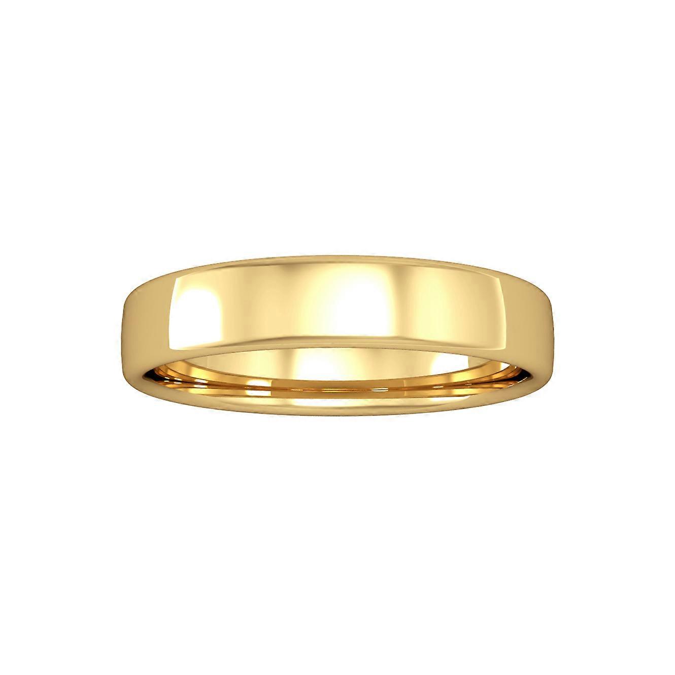 Jewelco London 9ct Yellow Gold - 4mm Essential Bombe Court-Shaped Band Commitment / Wedding Ring