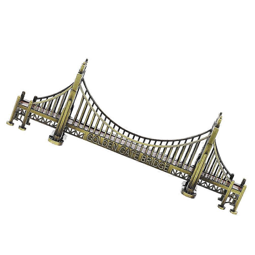 Golden Vintage Model Gate Bridge Desktop Decor with 4Pcs Metal Craft
