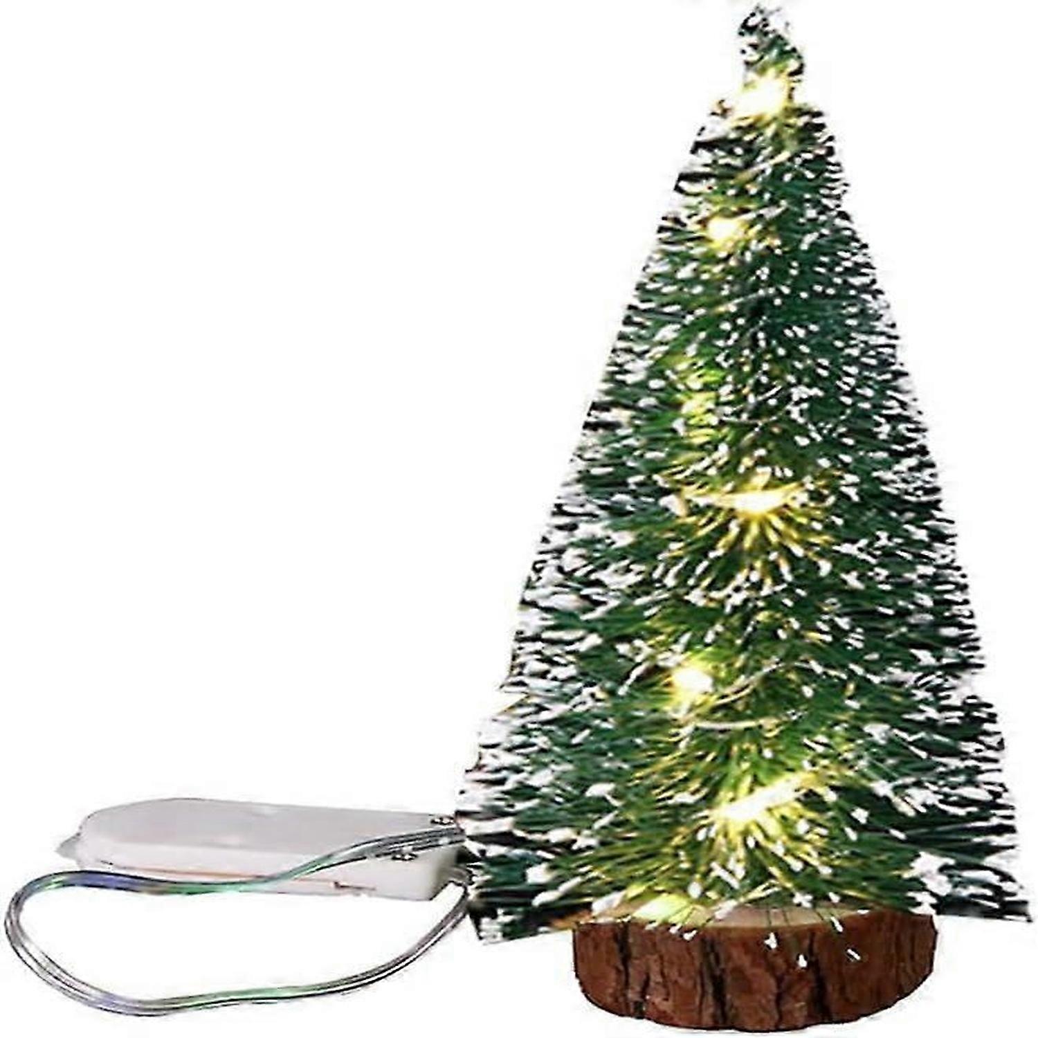 Mini Christmas Tree with Lights 6-8-10-12 Inches Artificial Frosted Miniature Christmas Trees Small Prelit Tabletop Xmas Tree Light Up Winter Decorati