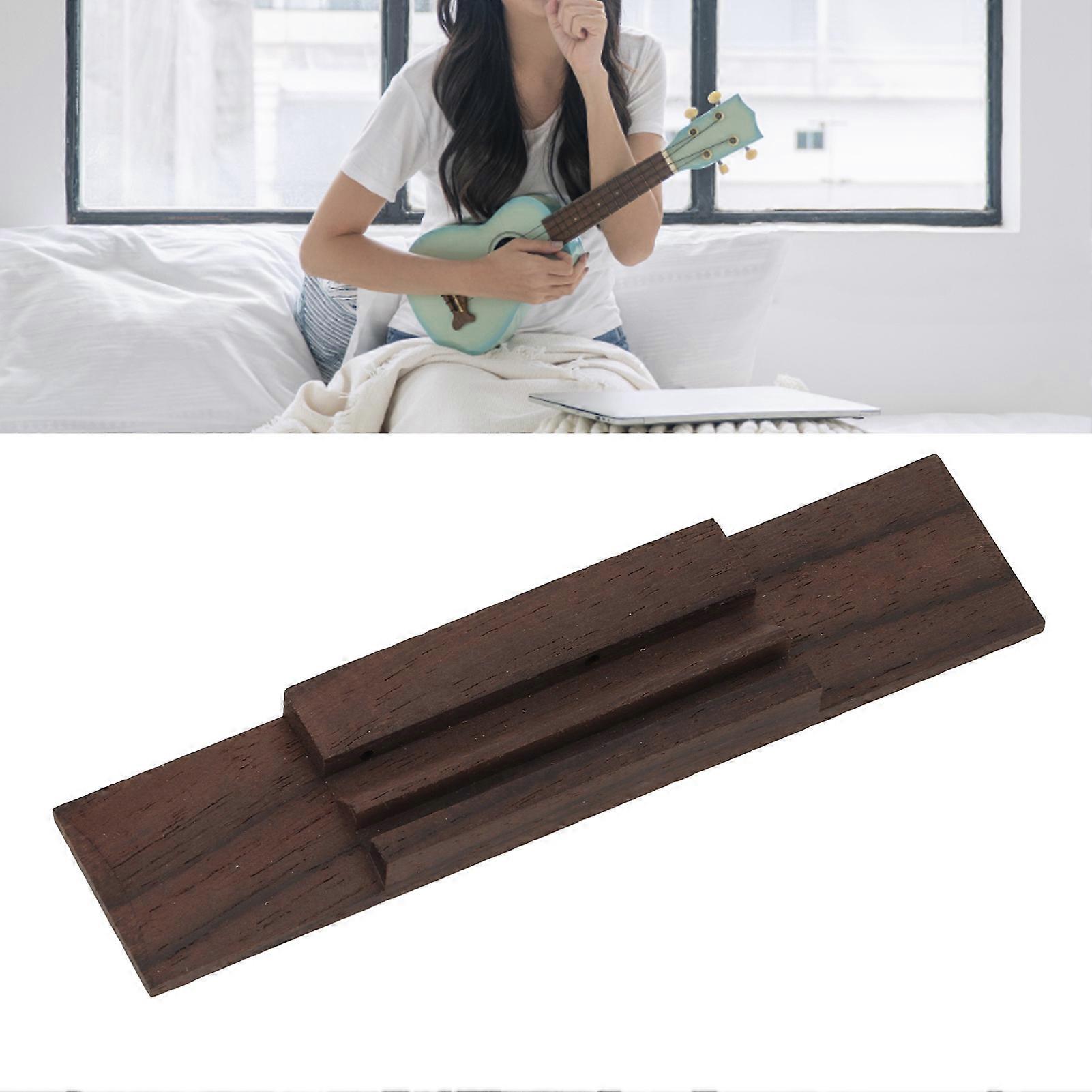 4 String Ukulele Bridge Hard Rosewood with Cow Bone Saddle Nut