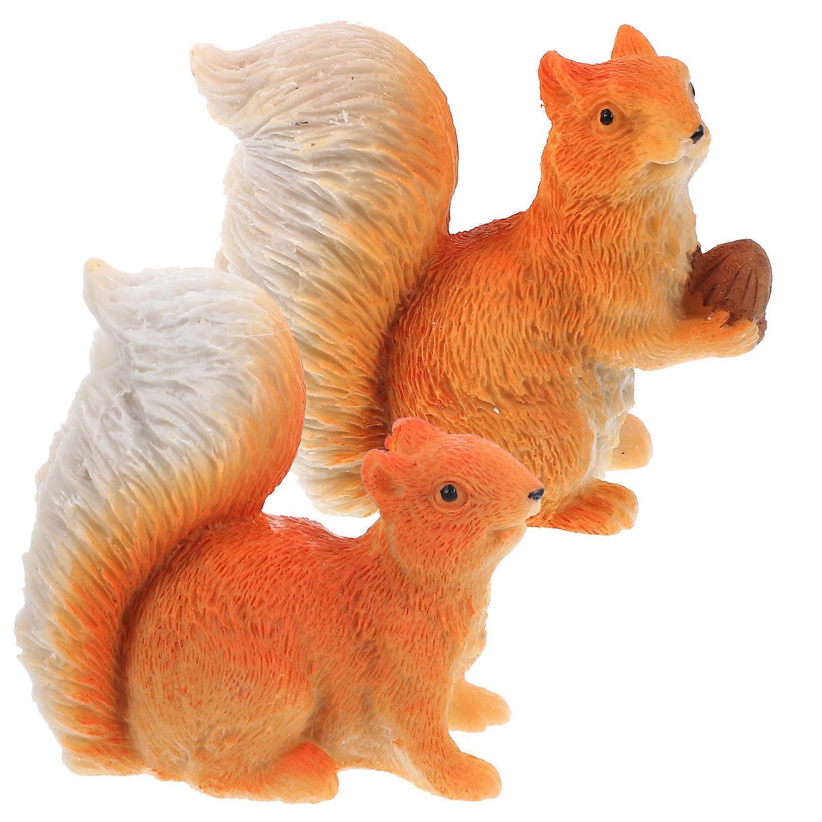 Micro Landscape Ornament Simulation Squirrel Miniature Squirrel Statue Resin Garden Ornament Bonsai Decoration Hand-cast Christmas 2Pack