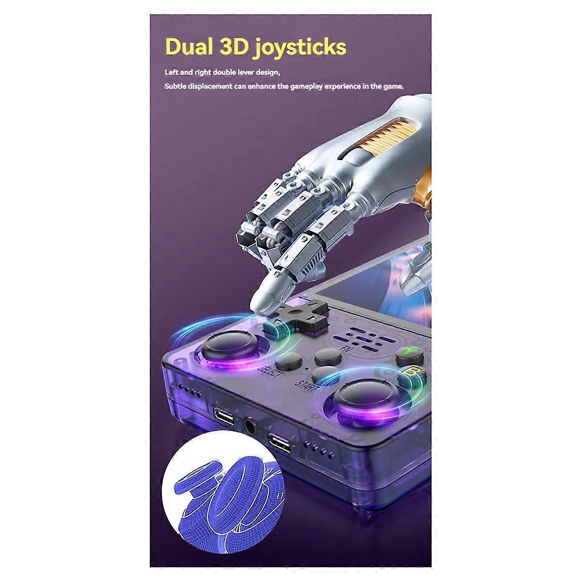 R36S PIUS Handheld Game Console 128GB 4inch IPS Screen Video Game Console Dual 3D Joystick Supports