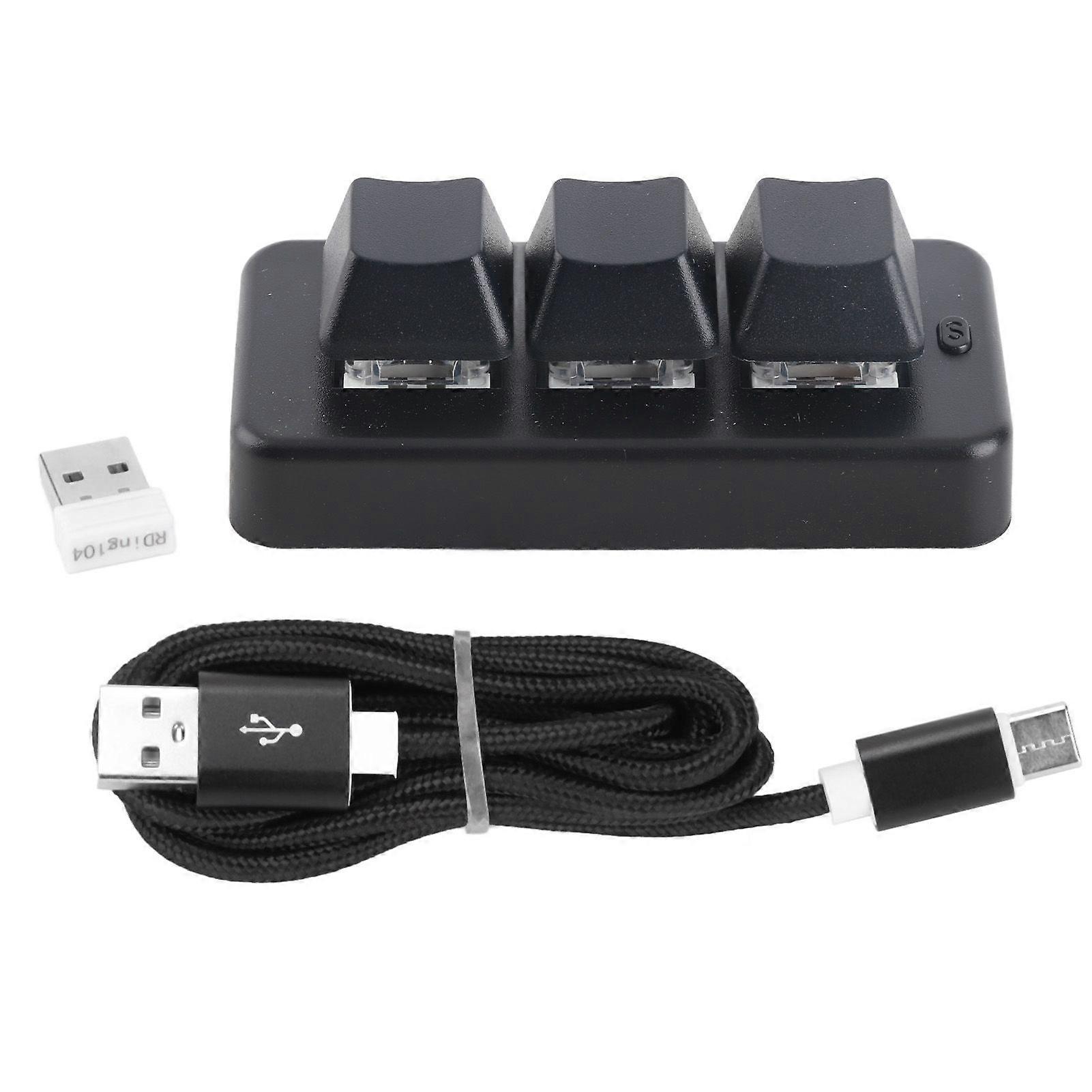 3 Keys Keyboard RGB Backlight USB 2.4g Wireless Three Button Three Mode Mini Programming Mechanical Keyboard