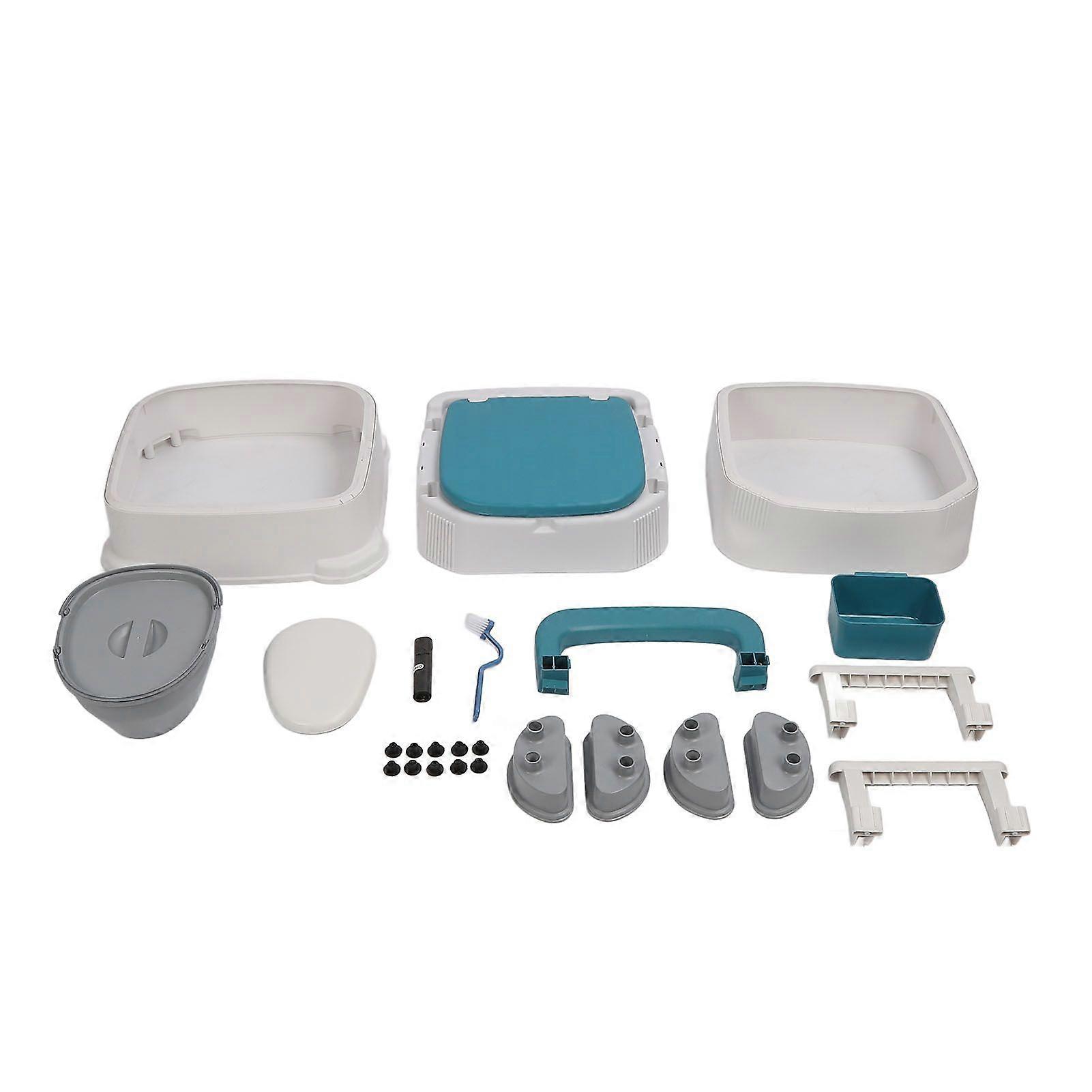 Portable Toilet Detachable Armrest Adjust Height Prevent Slip PU Sest Bedside Commode Chair for Elderly Blue