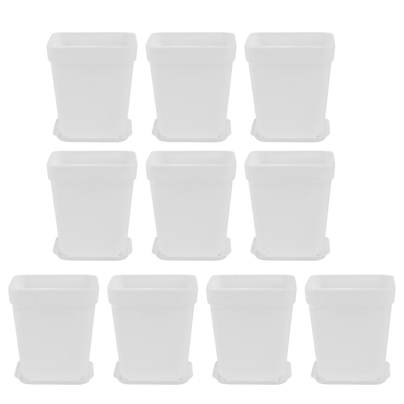 Mini Plastic Vase Square Flower Pot for Gardening Use 10Pcs White