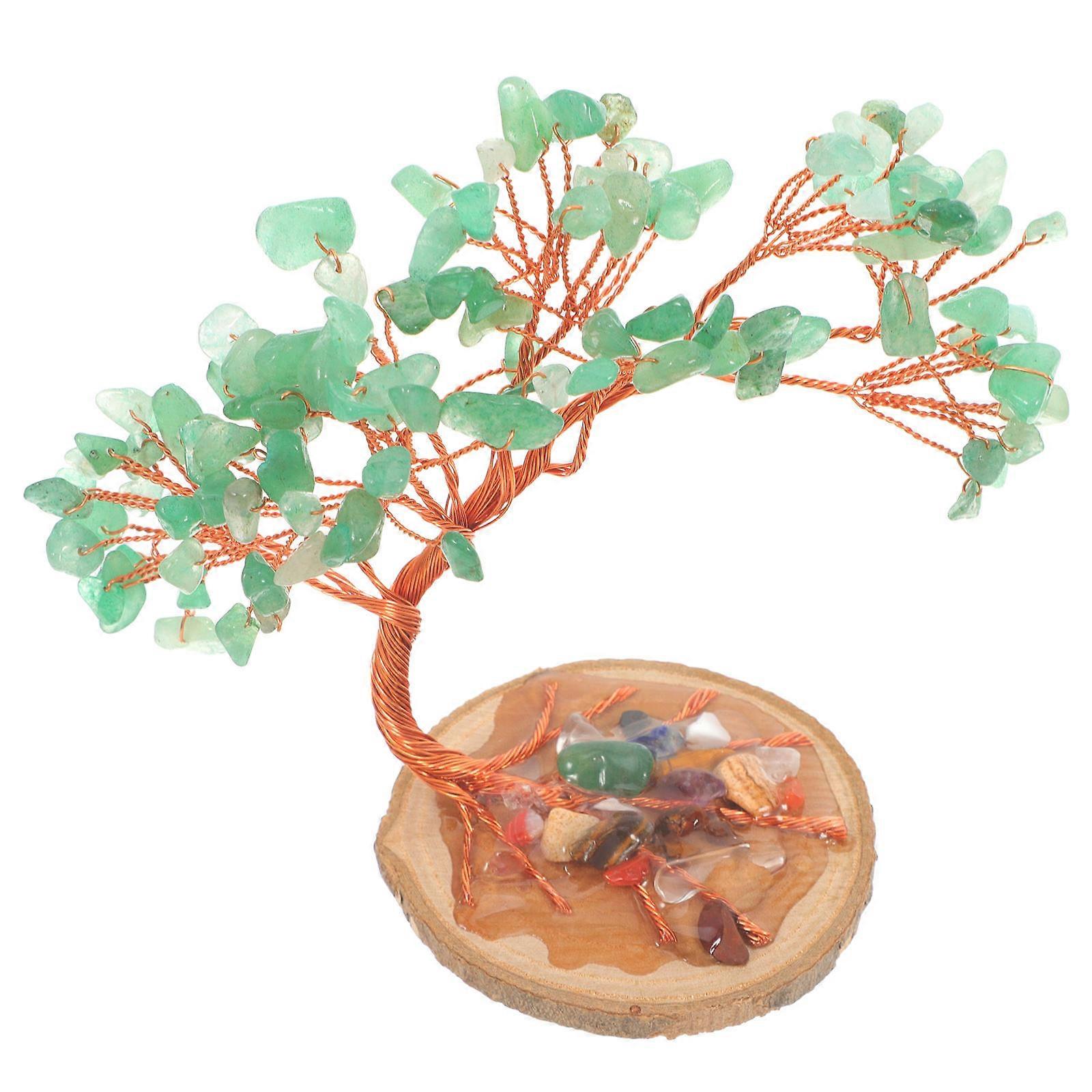 Green Aventurine Gemstone Tree for Home Decor 3Pcs Crystal Feng Shui Money Tree