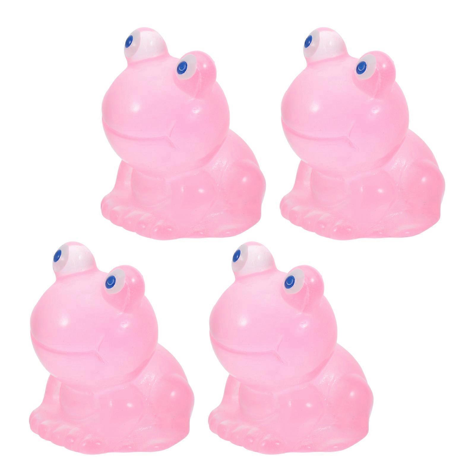 Glow in The Dark Frog Figurines for Decoration 4Pcs Resin Mini Animals