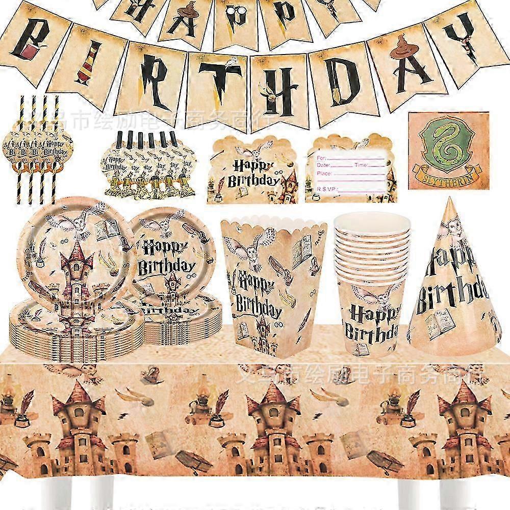 Potter Kit Tableware Plates Cups Napkins Tablecloth Theme Decorations