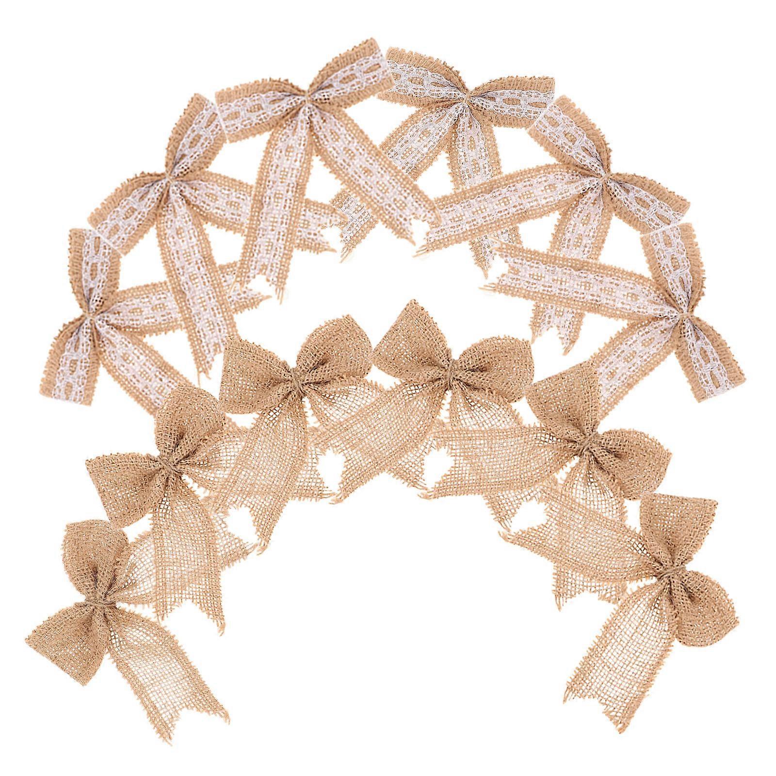 Natural Burlap Bowknot for Decoration 24Pcs Decorative Bows for Holiday Crafting
