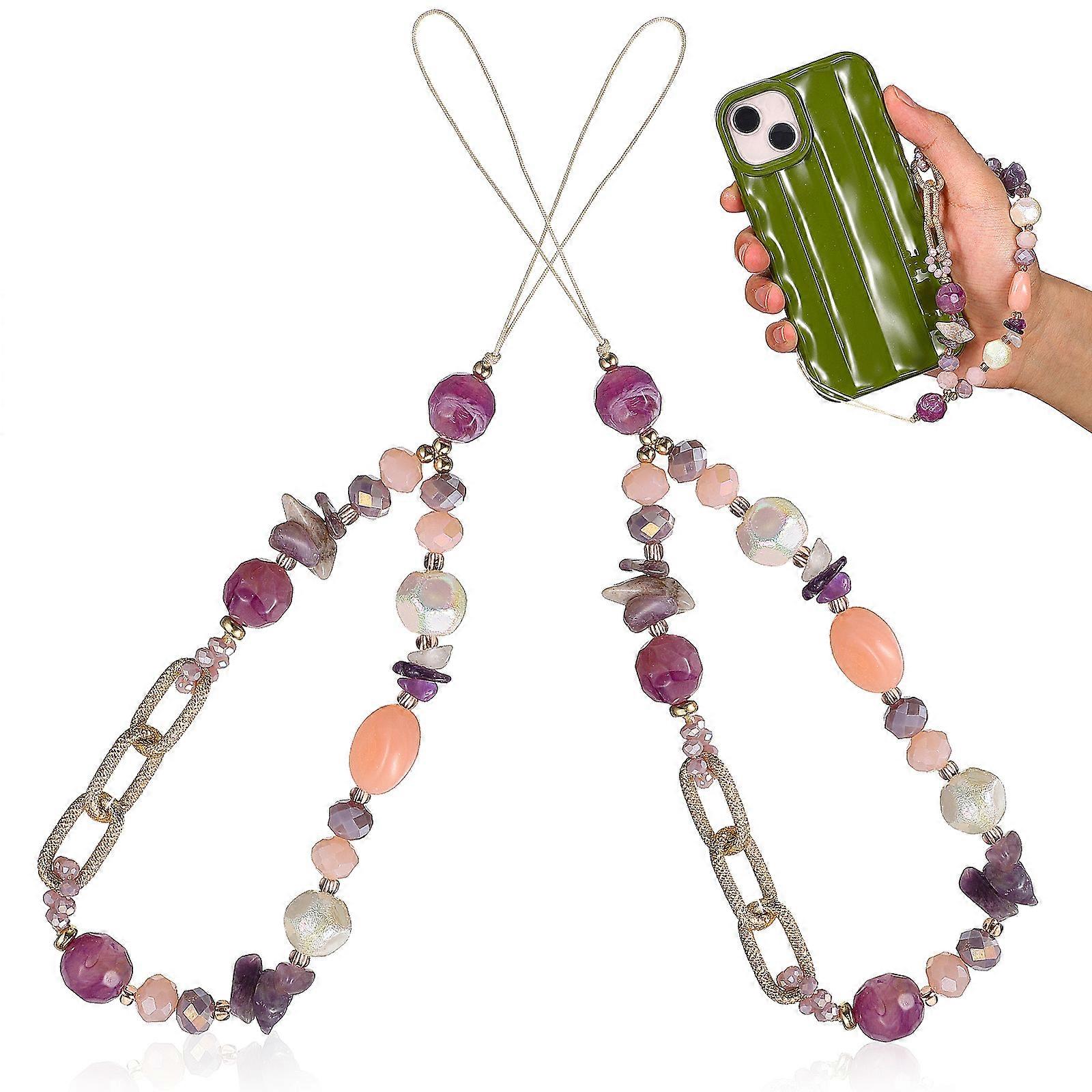 Phone Chain Bohemian Crystal Stone Hanging Strap 4Pcs Included