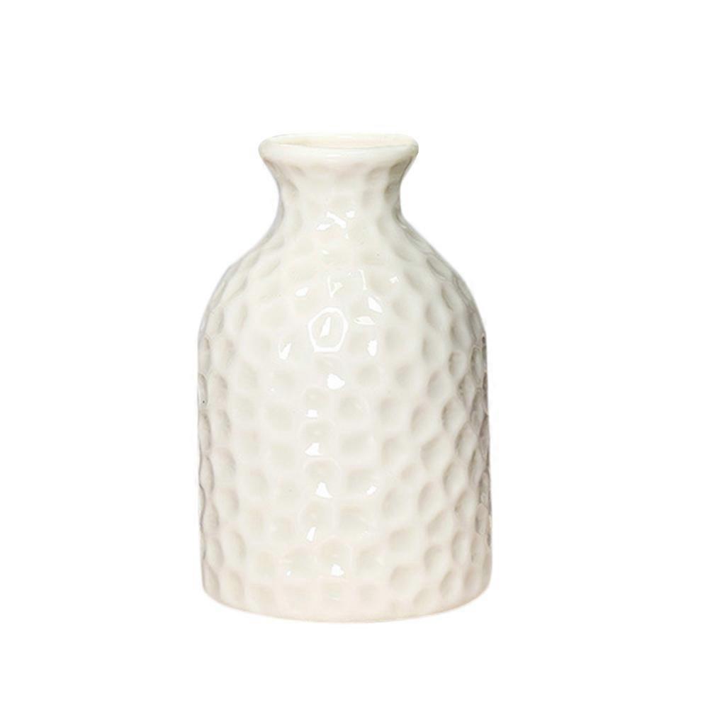 Ceramic Small Vase for Office Decor 3Pcs White Desktop Flower Vase