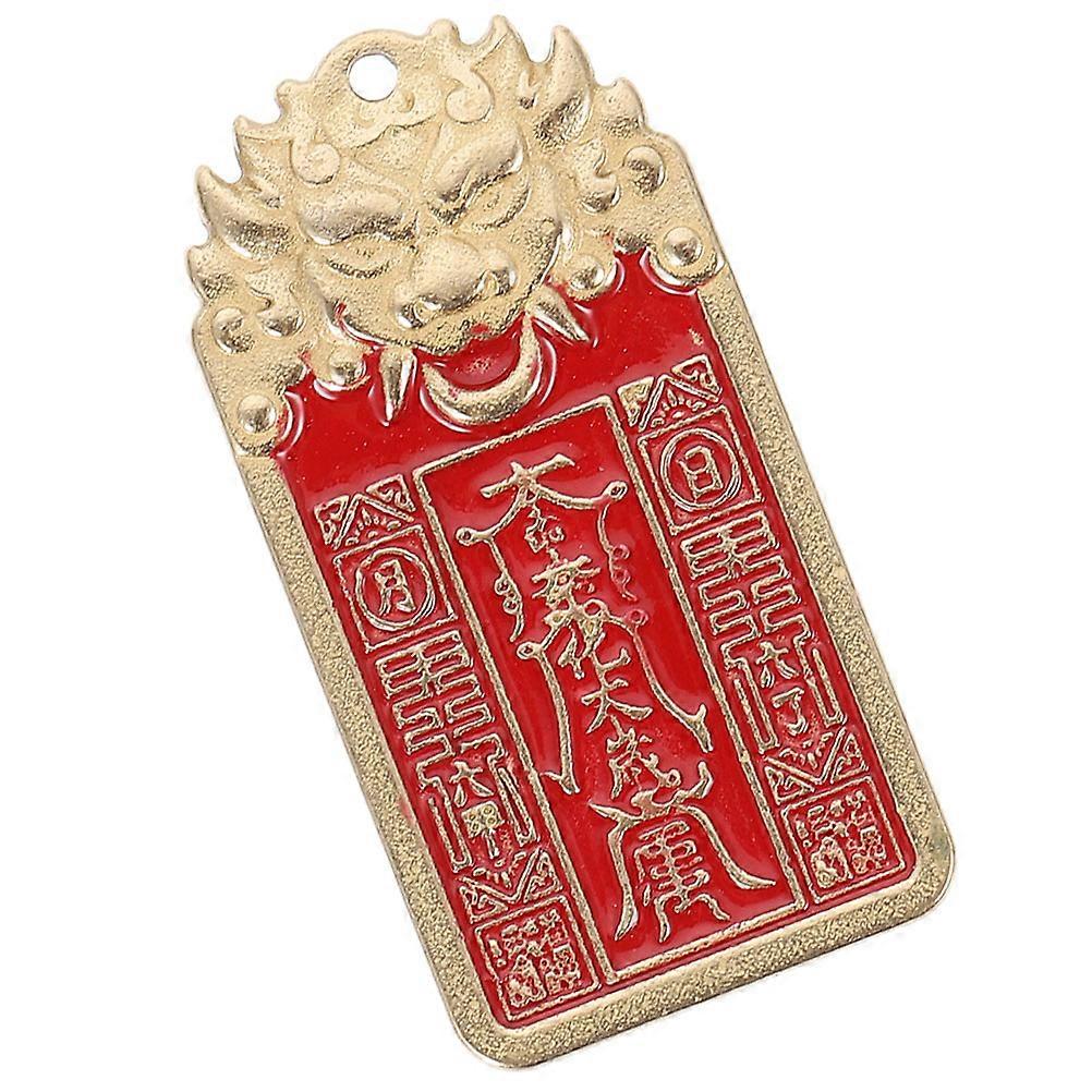 Antique Brass Key Chain Pendant for Decor 2Pcs Red Hanging Charm