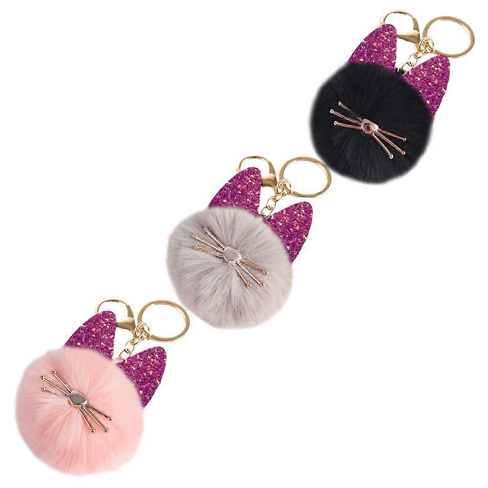 Key Chain Cats 3Pcs Kitten Shape Decorative Pendant Everyday Use Assorted Color Attachment For Bags