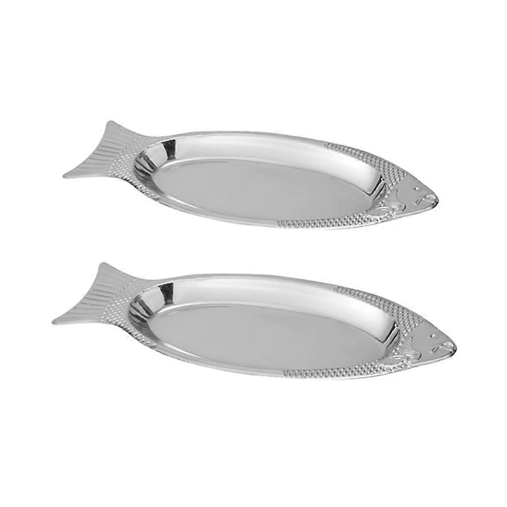 Prato de peixe criativo de aço inoxidável para servir comida, conjunto com 2 peças
