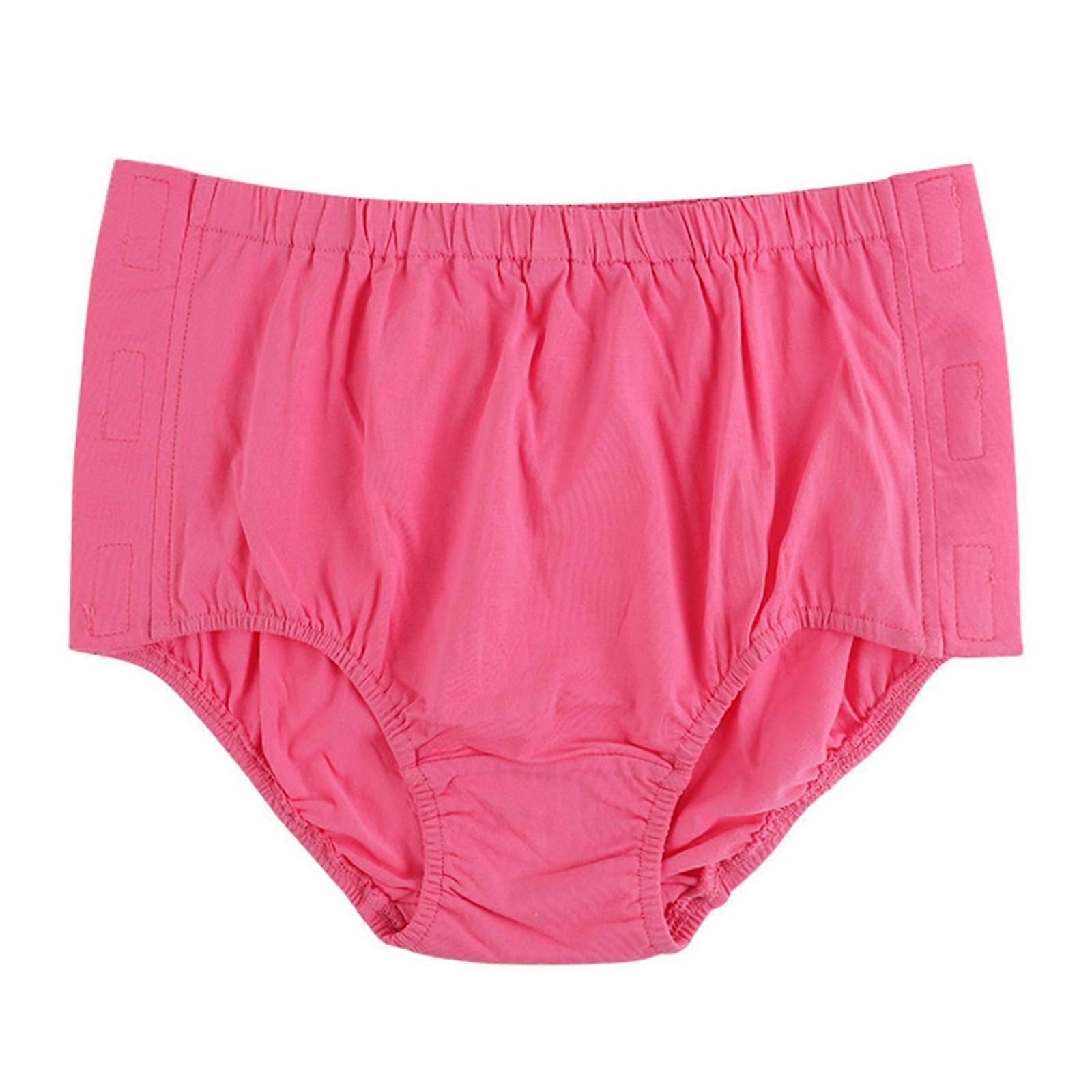 Tear Away Side Open Underwear for Postoperation Women's Adaptive Briefs Stick On Reusable Panties Incontinence Underpant Rose Red
