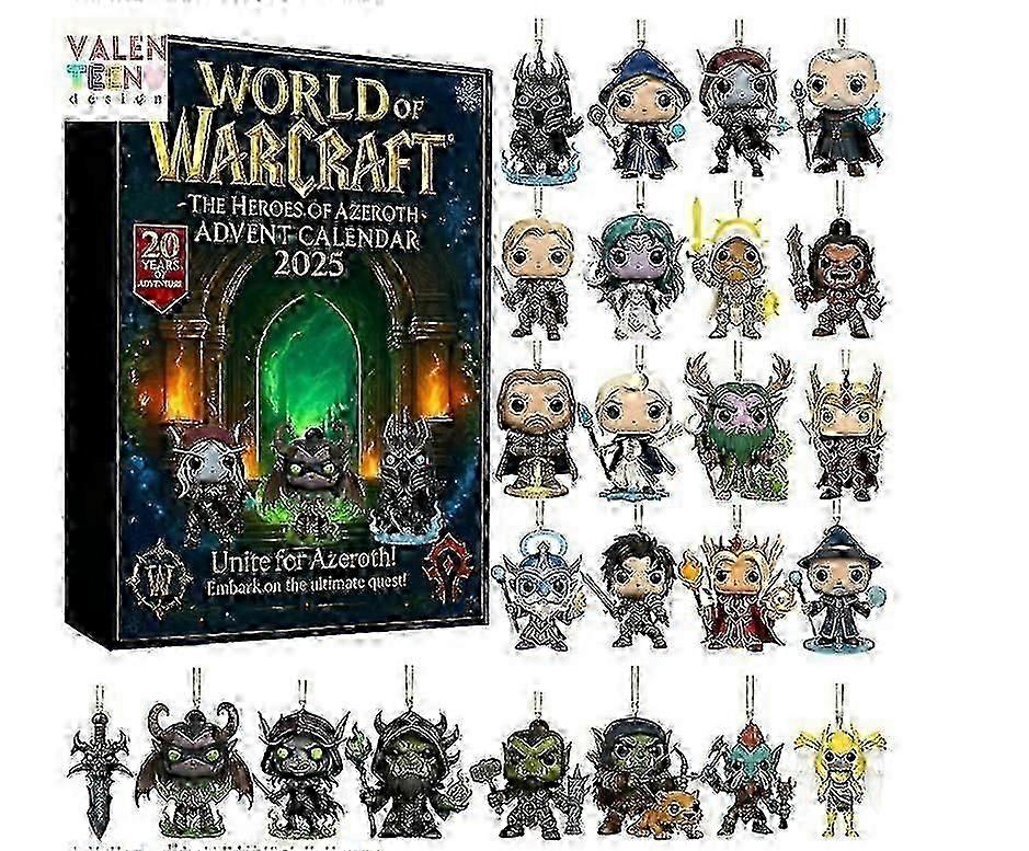 World of Warcraft: Azeroth Heroes Advent Countdown Holiday Blind Box Vianočná dekorácia na stromček Akrylový prívesok ZKFN