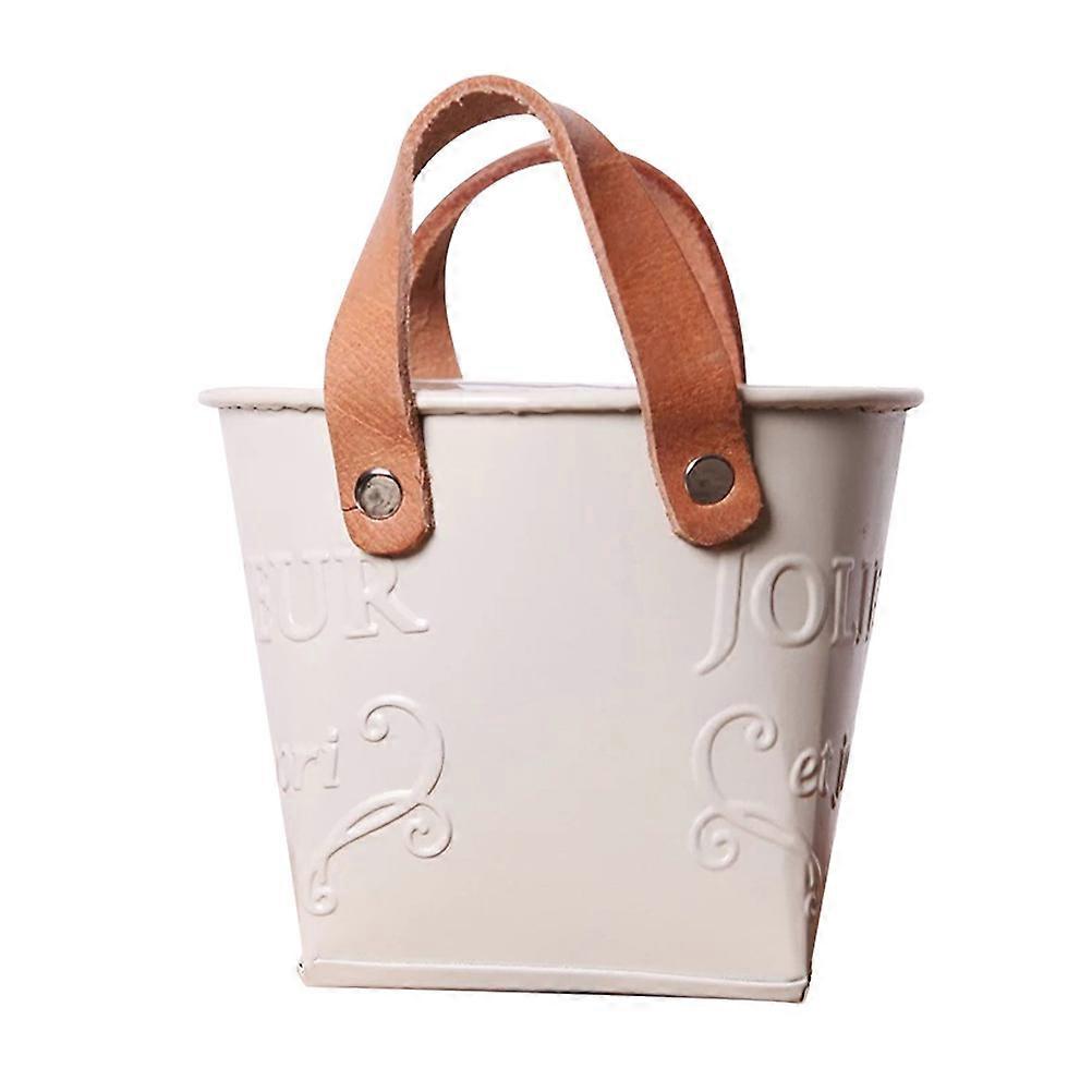 Iron Plant Bucket Retro Style Flowerpot for Storage Use 3Pcs with Handle