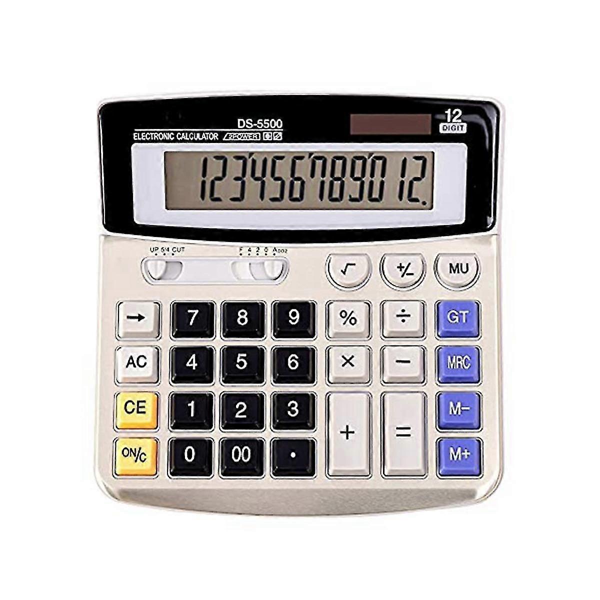 -5500 Display Calculator,12 Digit Desk Office Adding Machine Accounting Calculators, Solar And Battery Dual Power
