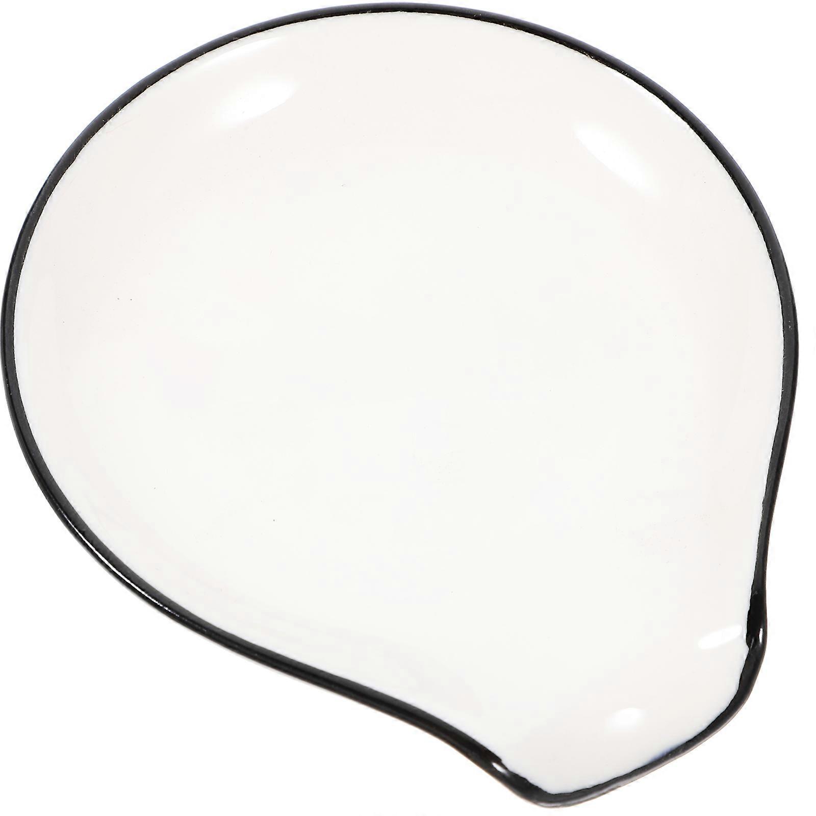 Ceramic Spoon Rest Kitchen Scoop Holder For Culinary Use 9.80X8.70X1.50CM Beige Simple Design 1Pack