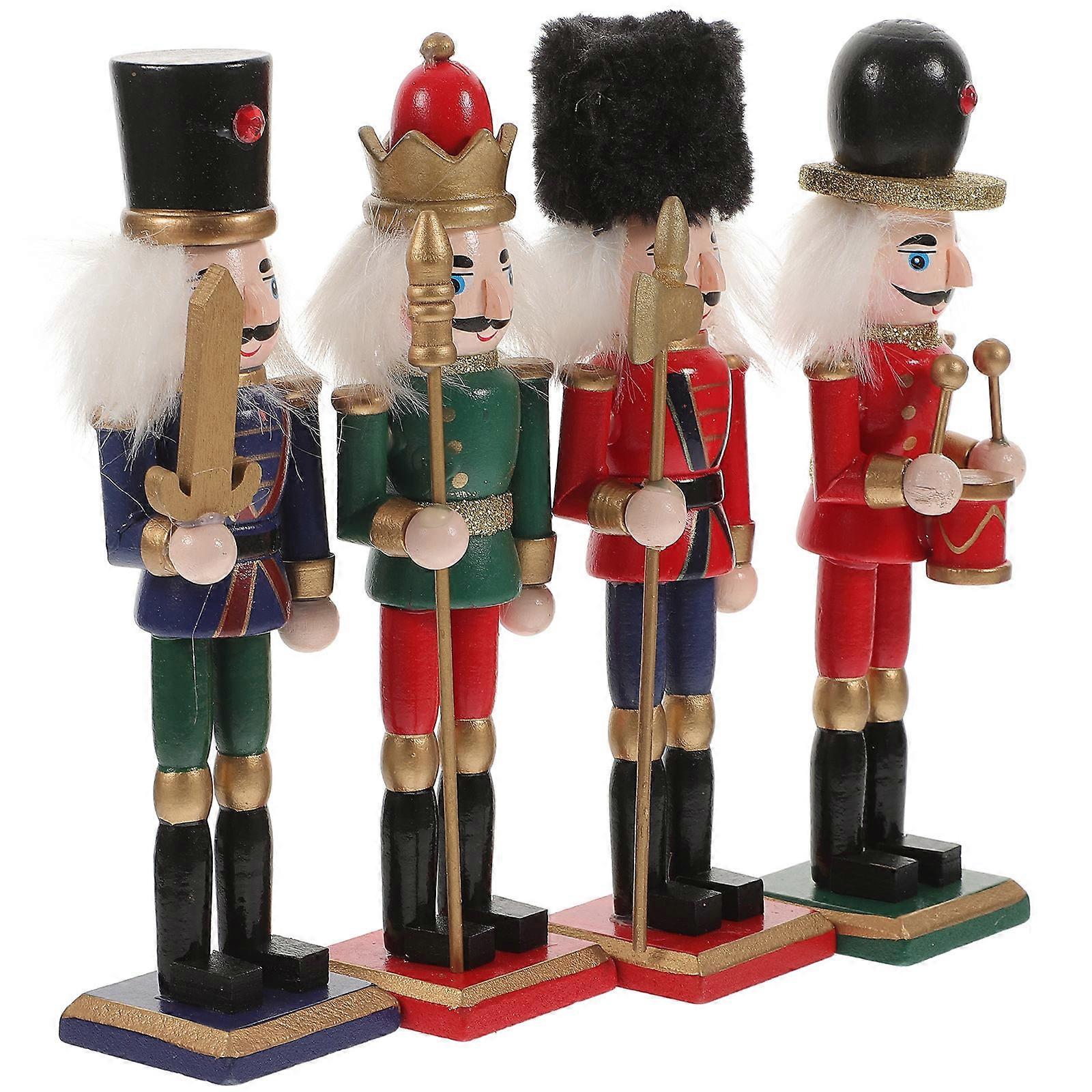 Wooden Christmas Nutcracker Ornaments for Table Decoration 8Pcs
