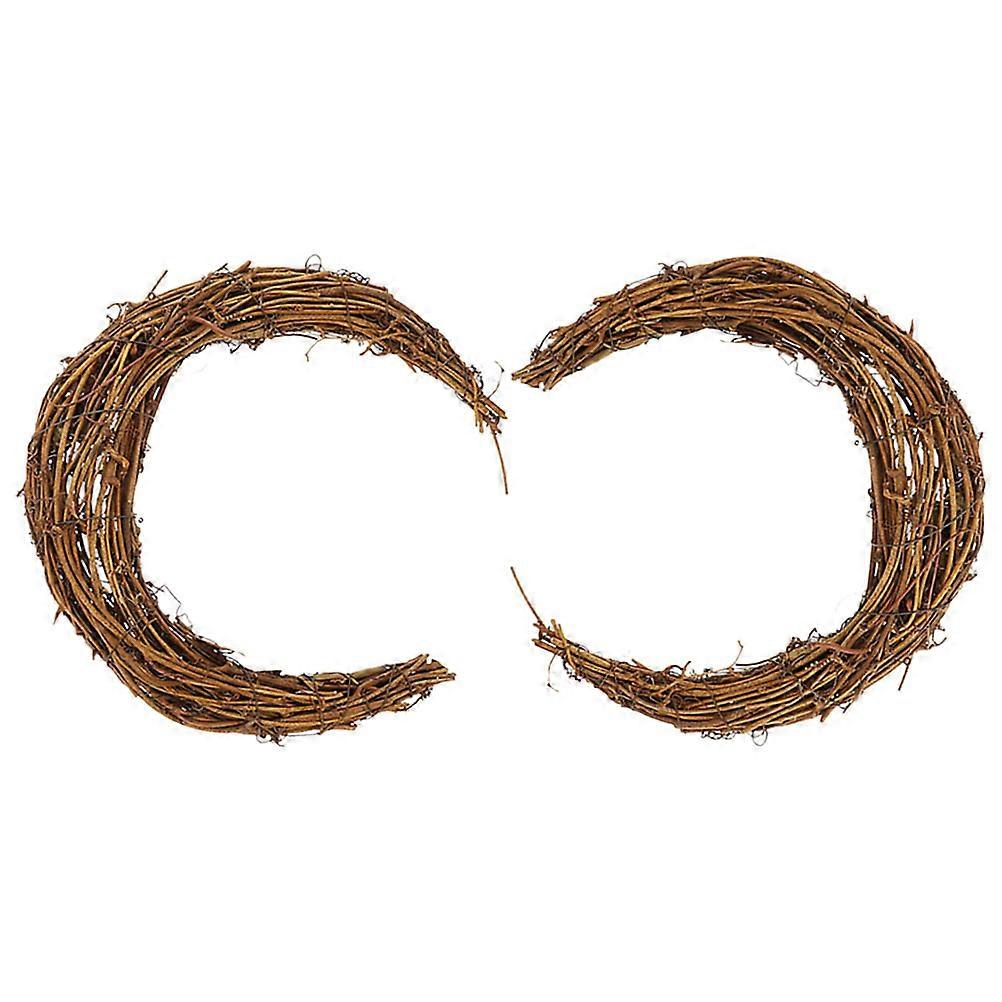 Rustic Style Moon Shaped 2Pcs Vine Decor for Home Wall Holiday Decorations