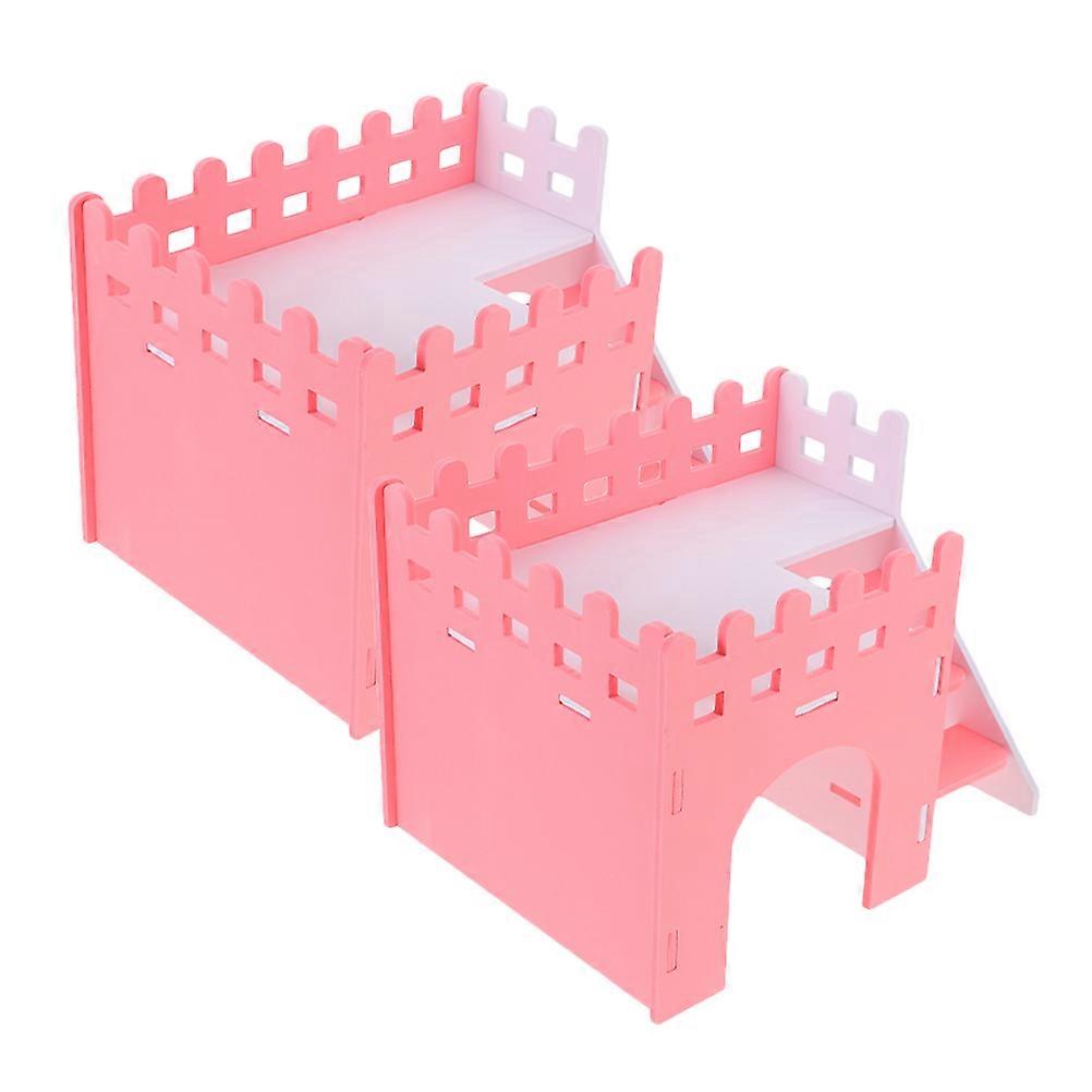 Double Layer Guinea Pig Hideout With Ladder For Hamster Pets Providing Activity Space 10.2×7.9×14.2 In Safe PVC 4 Pcs