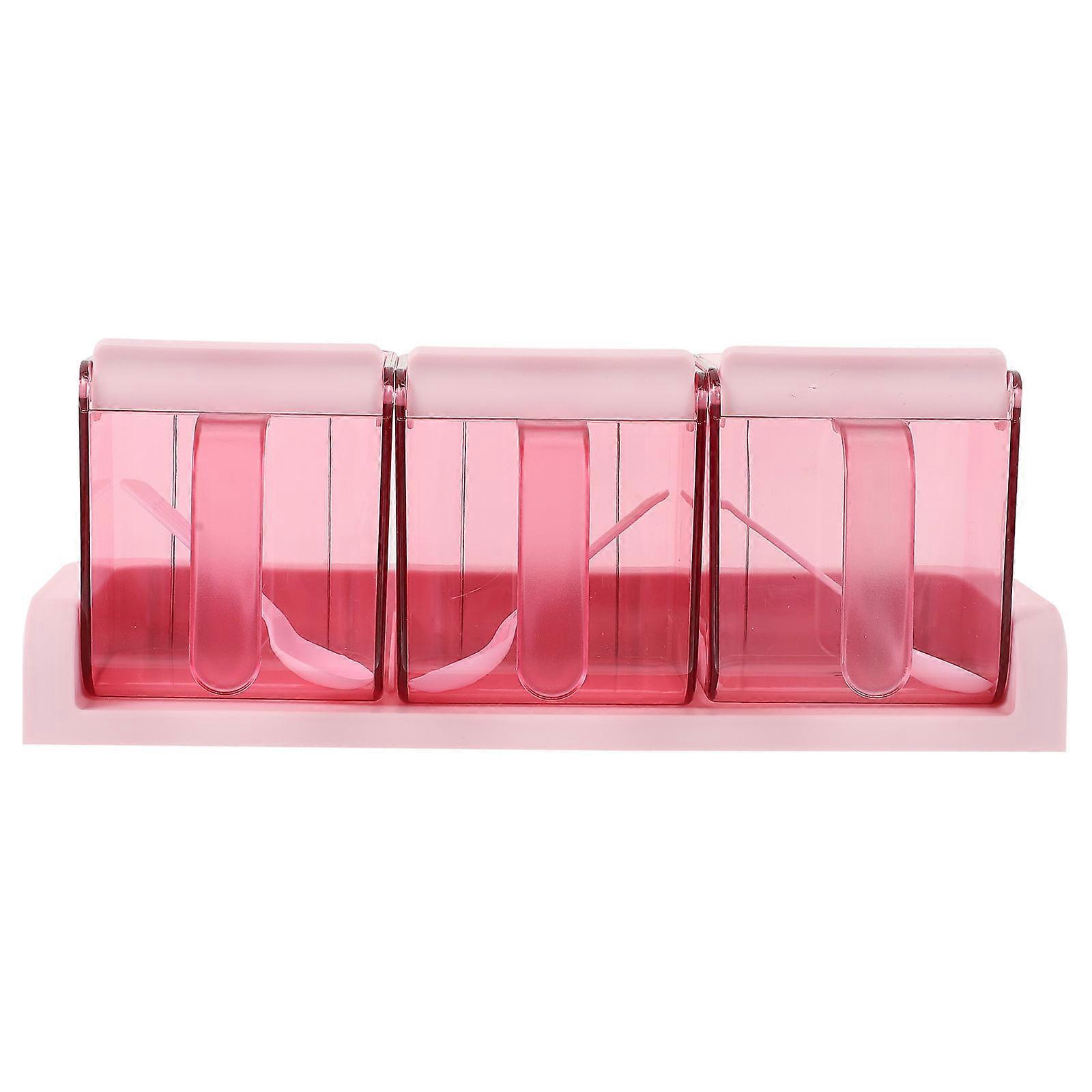 Plastic Seasoning Holder for Storage 2Sets Stylish Pink Set