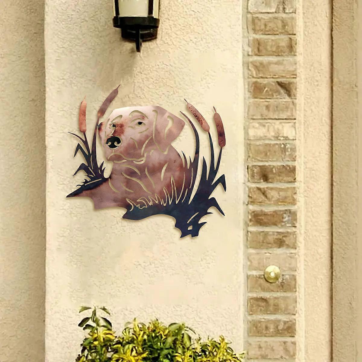 1PC Dogs in Reeds Hanging Metal Wall Décor for Home Interiors