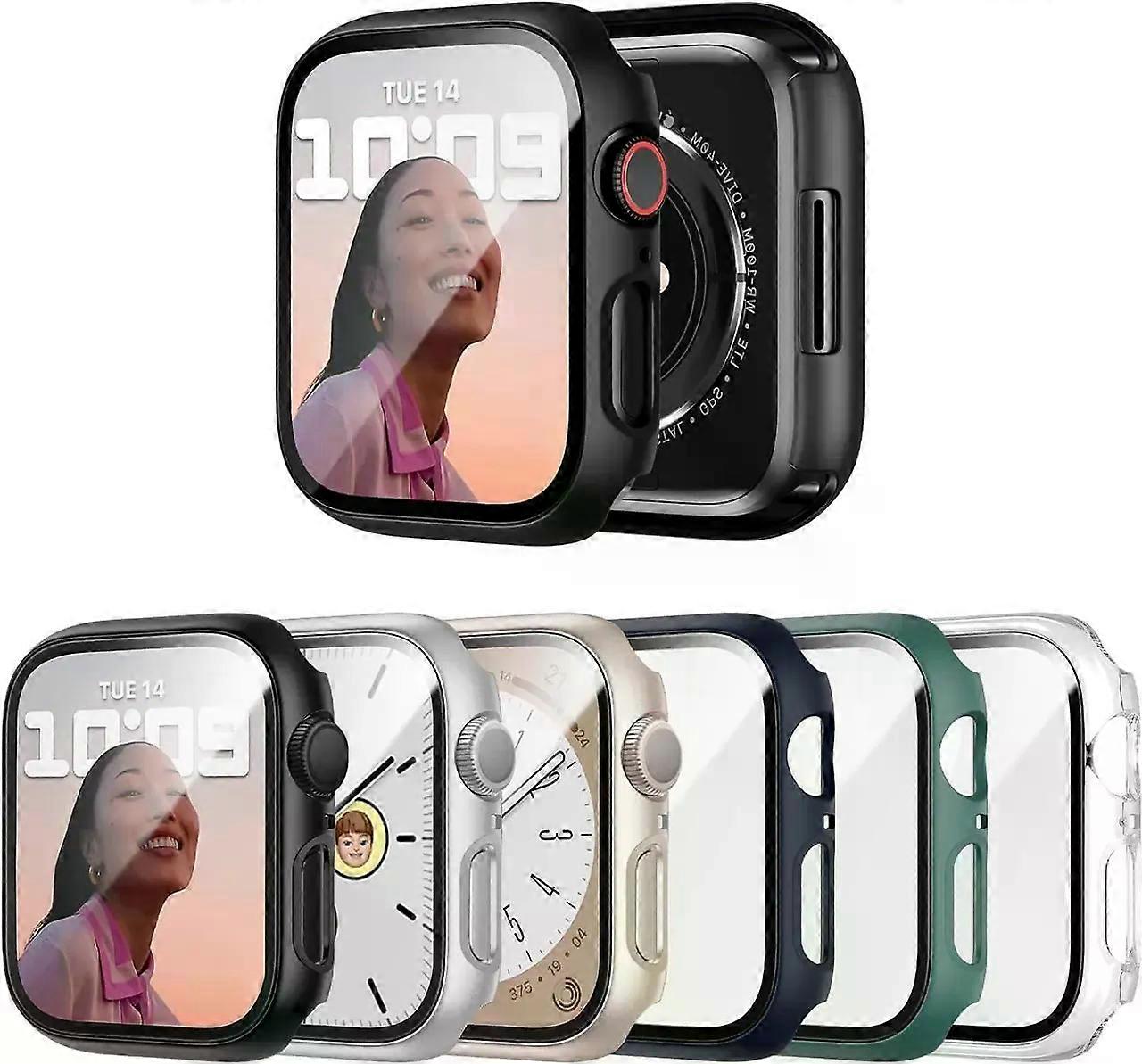 6 Pack Case with Tempered Glass Screen Protector for Apple Watch Series 3 Series 2 Series 1 42mm, Ultra-Thin Scratch Resistant Full Protective Hard PC