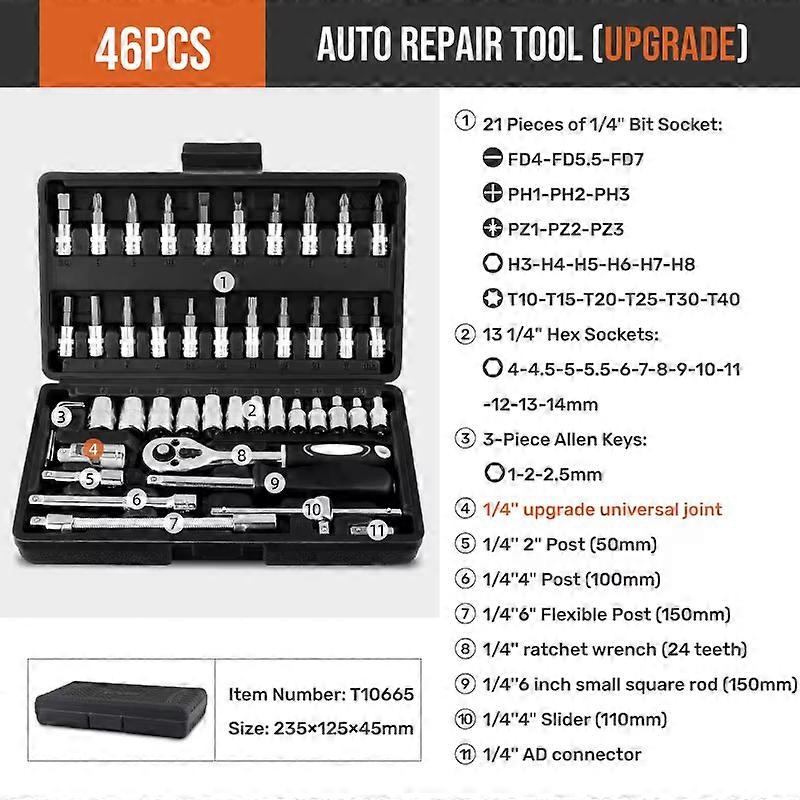 46/74/216pc Socket Wrench Set, Ratchet Wrench Tool Sets, Mechanical and Automotive Repair Combination Socket Ratchet Wrench Set