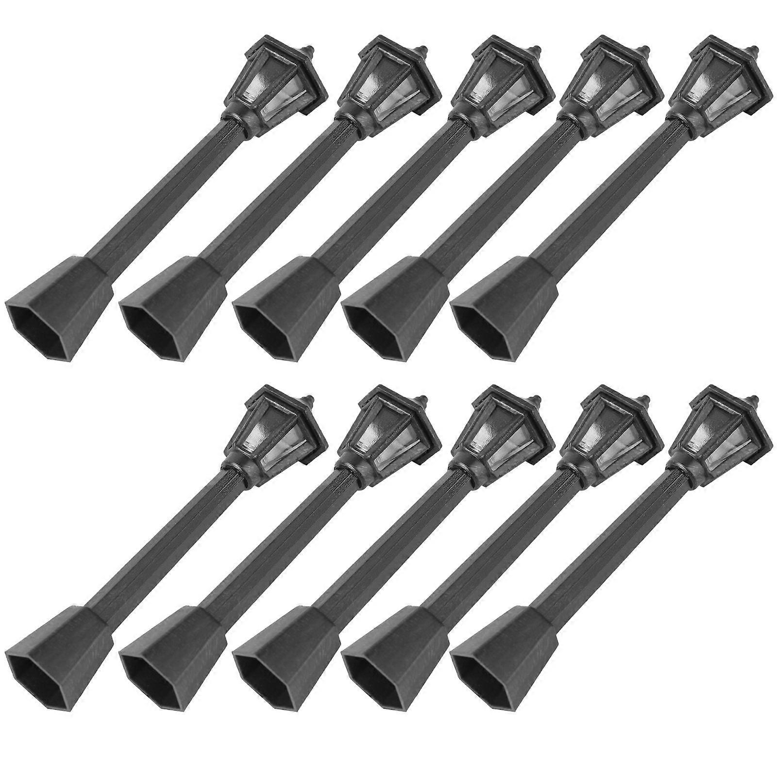 Microscopic Model Lamppost Lamp for Doll House Decoration 10Pcs Black