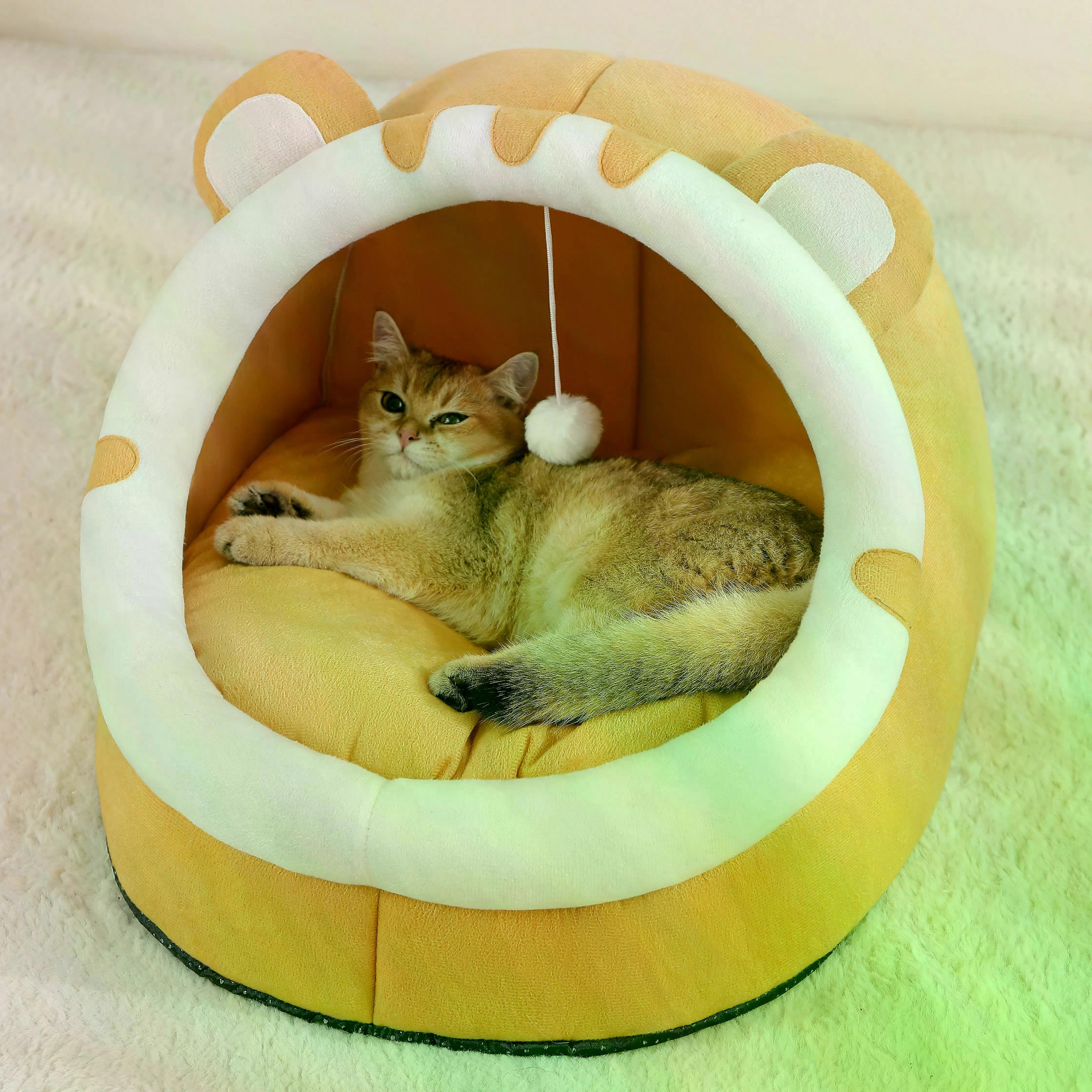 new enclosed nest Removable wash warm comfortable Round winter pet bed