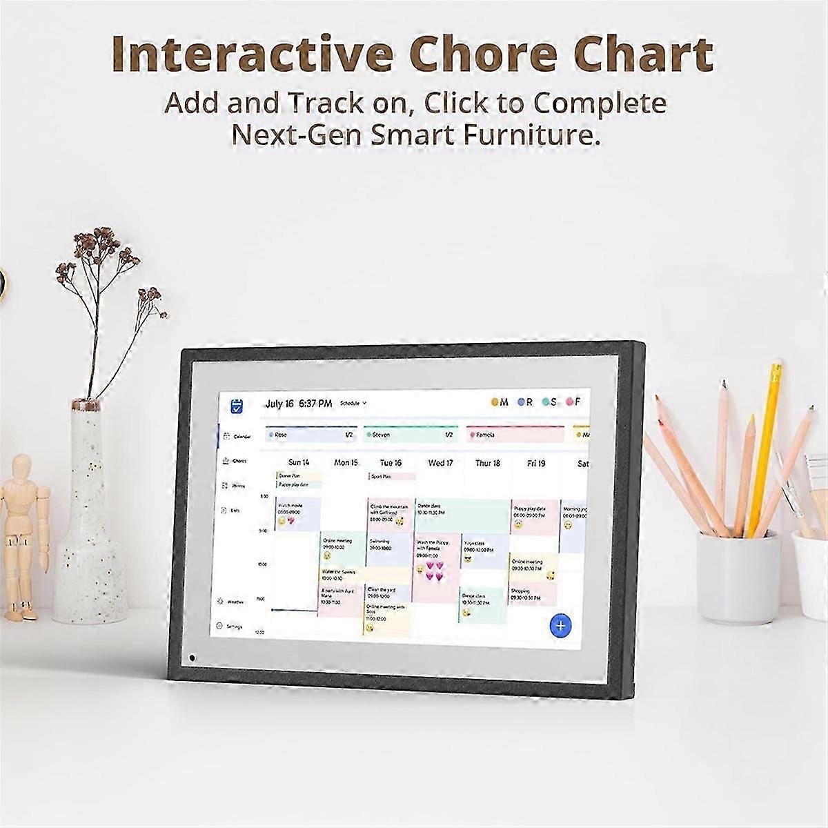 10.1 Inch Digital Calendar Chore Chart,Interactive Touchscreen,Smart Family Planner, Hearth Display