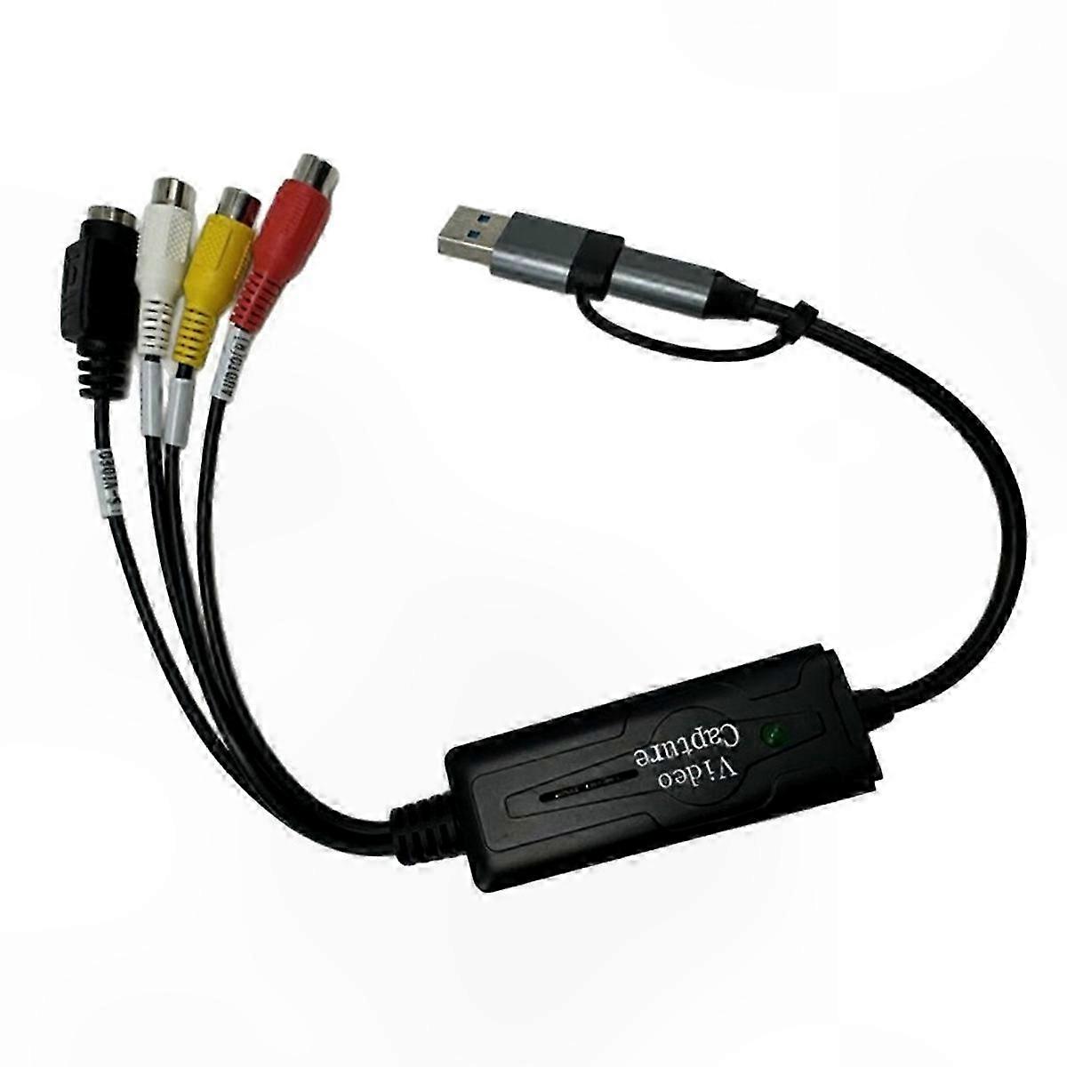 USB 2.0 Type C AV S-Video Capture Card Adapter for Camera OBS PC