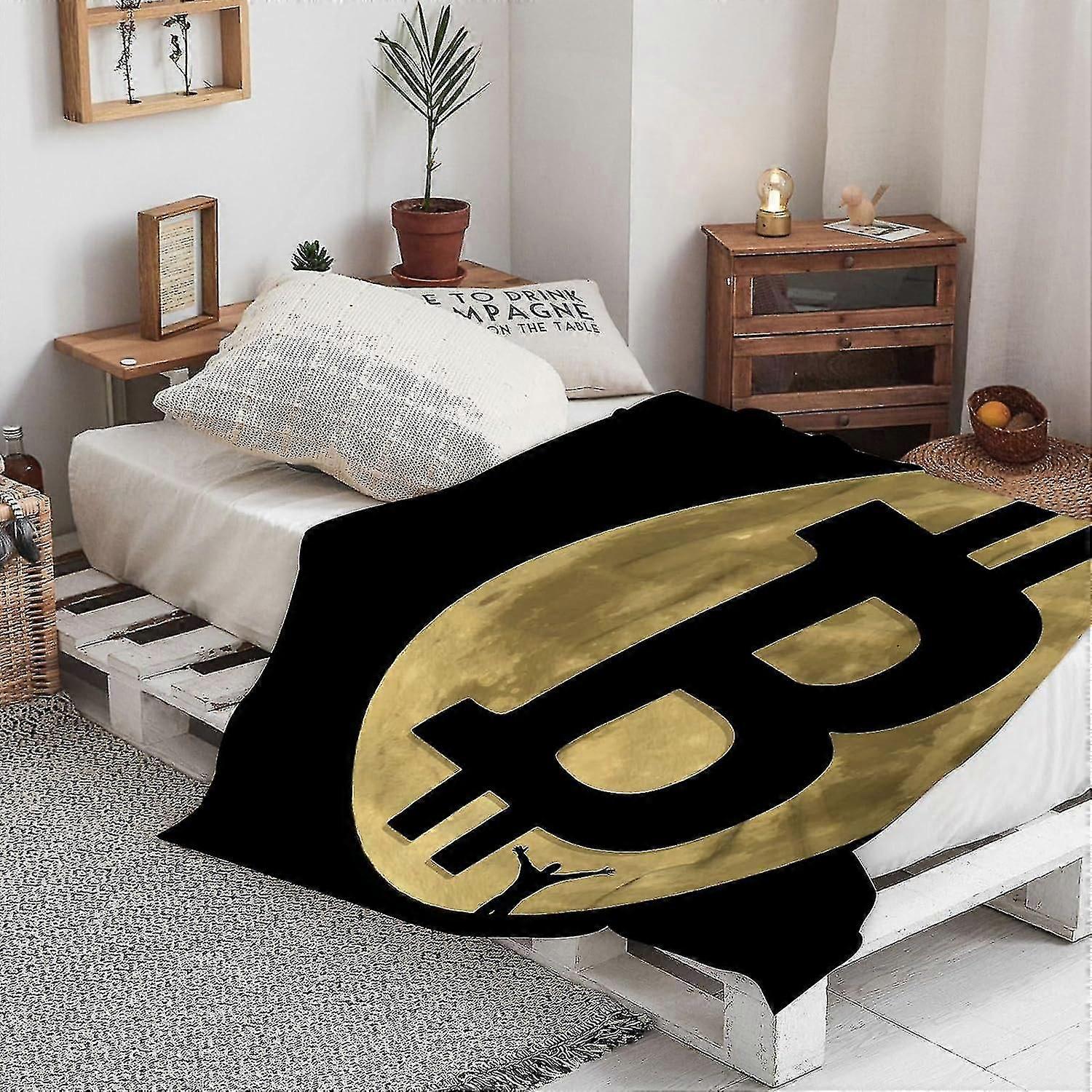 Blanket Warm Soft The Moon A Bitcoin Sign And A Human Figure. Vector Format. Throw Blanket,winter Warm Sofa Bed Throw Bed Picnic Blanket Throw Over So