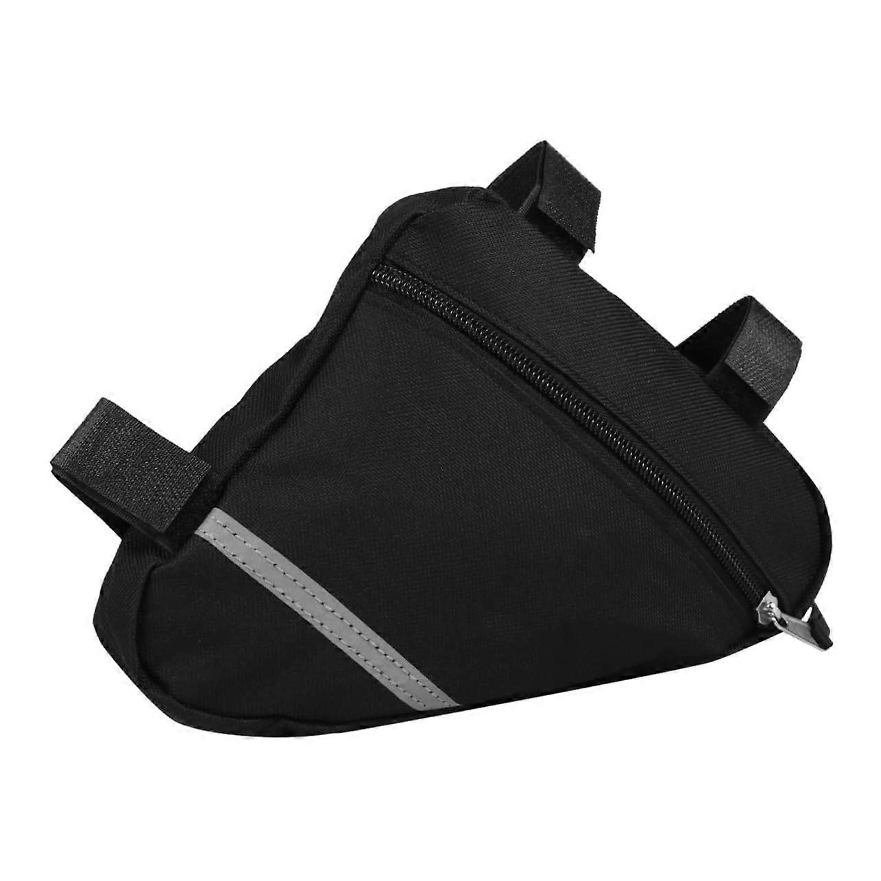Bike Front Frame Triangle Bag Black With Hook And Loop Strap Protective Phone Holder For Various Bikes Easy Installation