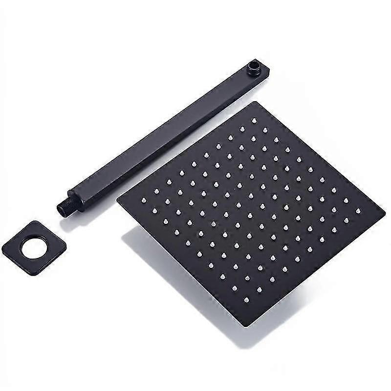 3PCS Black Stainless Steel 8 Inch Square Shower Head