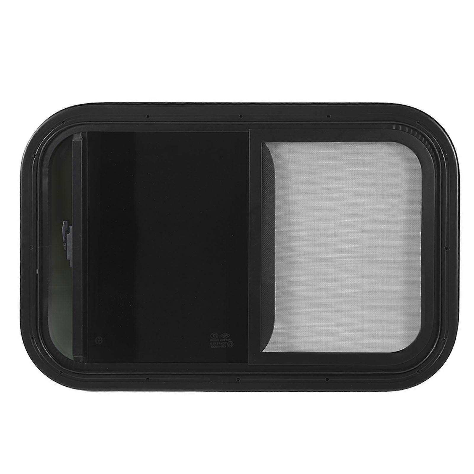 Horizontal Sliding RV Window 27.6 X 17.7in Black UV Resistant Window for Caravan Camping Trailer RV Applicable Wall Thickness: 43 to 48mm / 1.7 to 1.