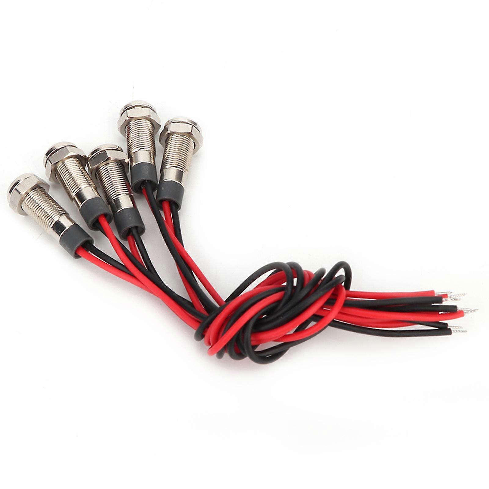 5 Pcs LED Lamp IP66 6mm LED Water Proof Metal Warning Light with Wire 1NO(DC3~6V )
